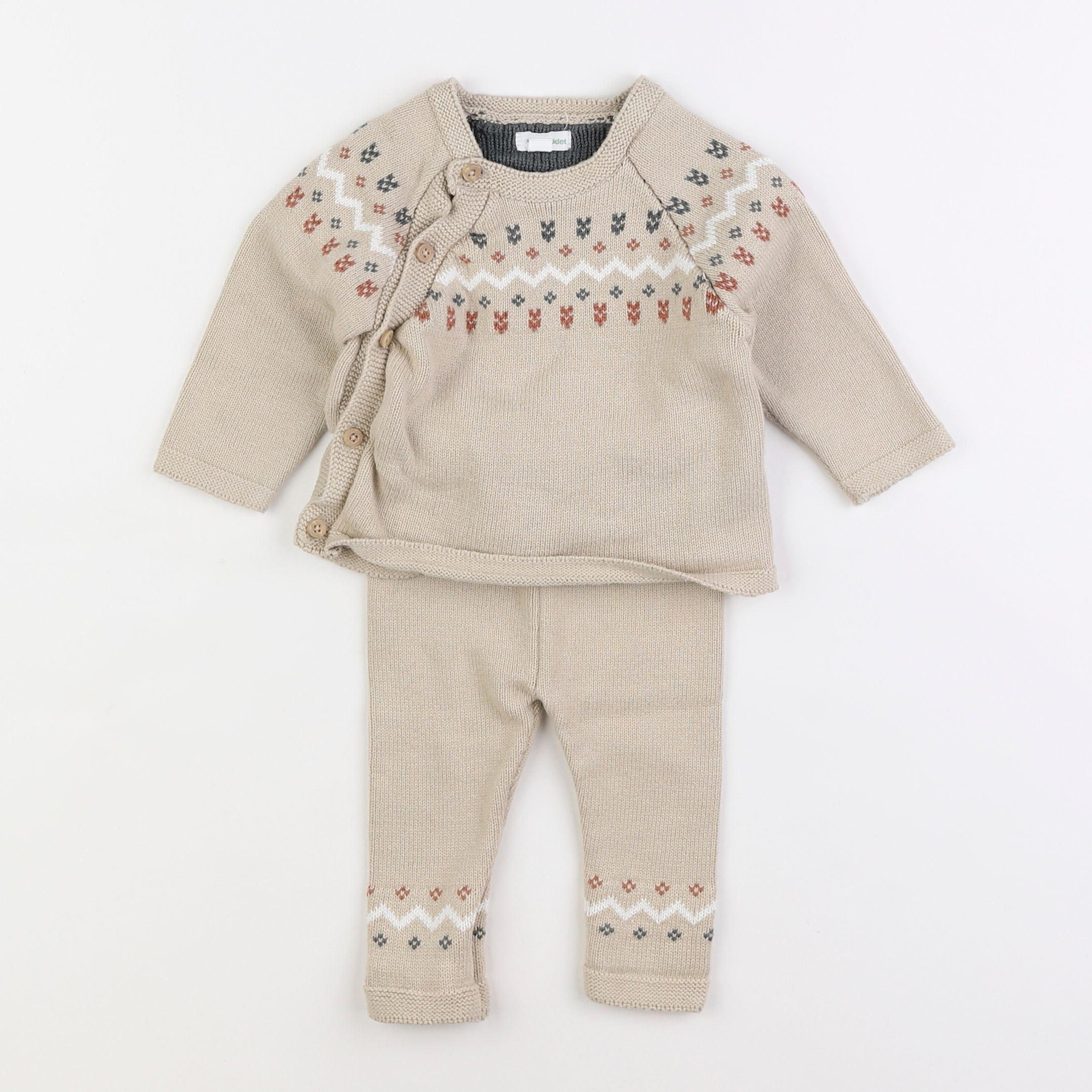 Vertbaudet - ensemble beige - 6 mois