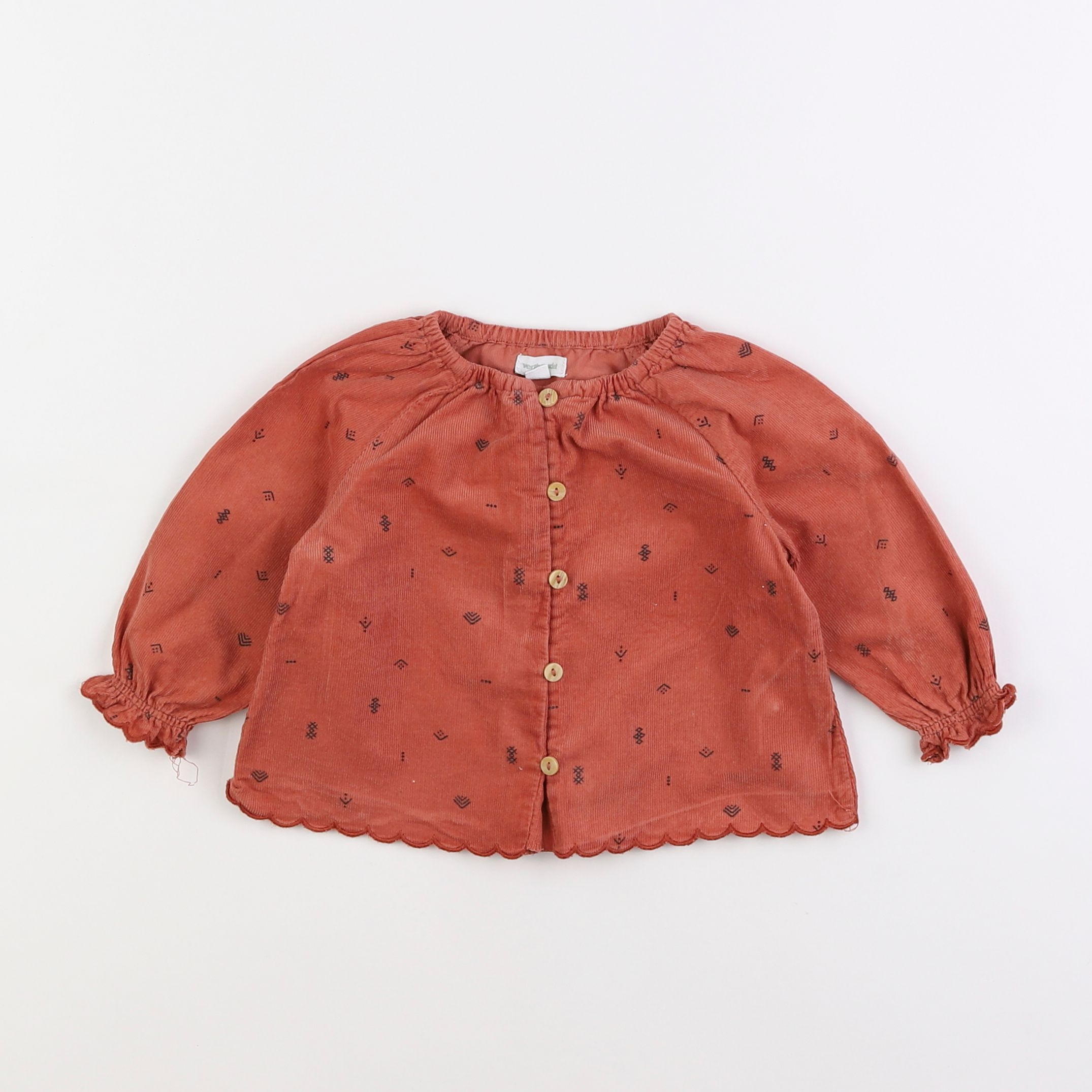 Vertbaudet - blouse velours rose - 9 mois