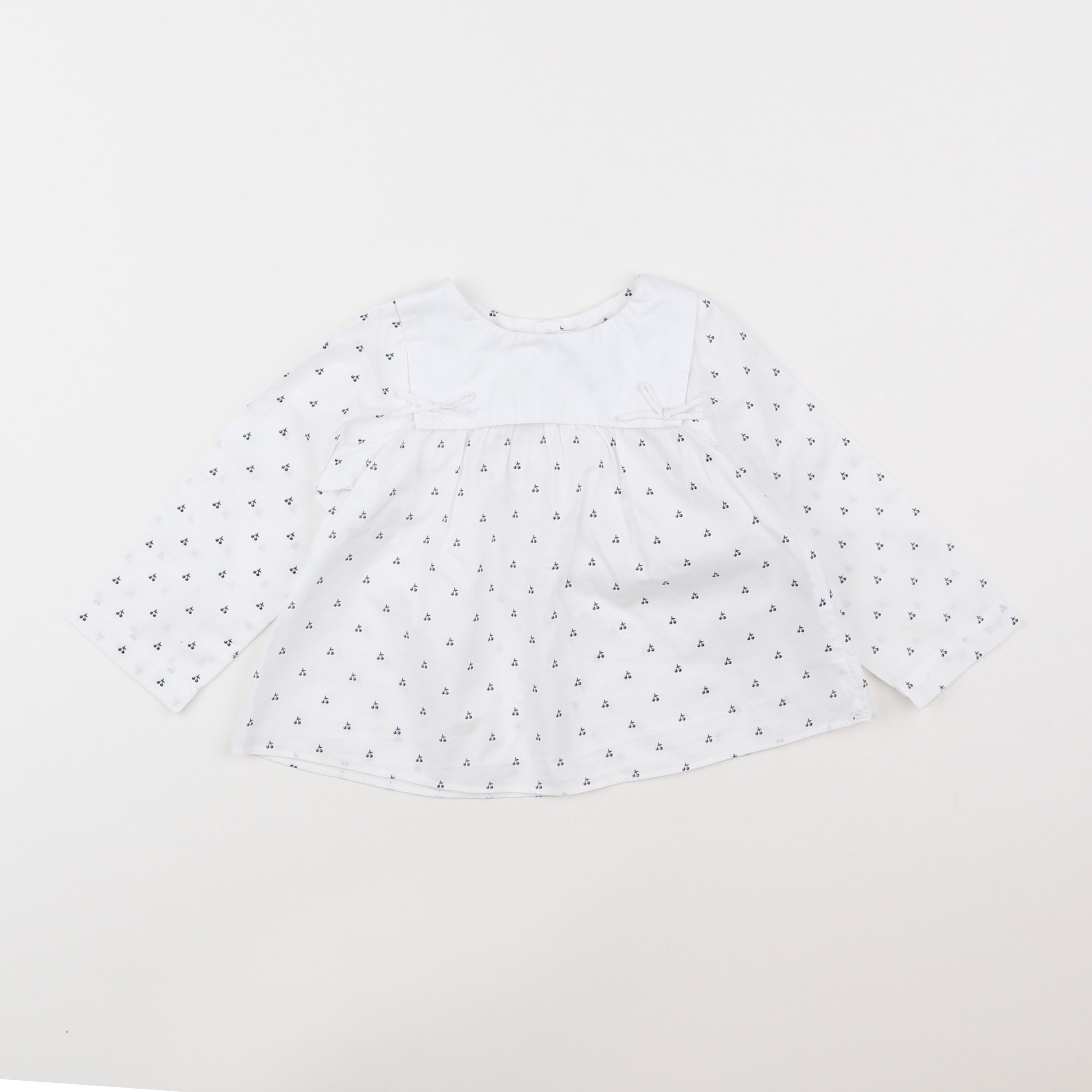 Jacadi - blouse blanc, bleu - 18 mois