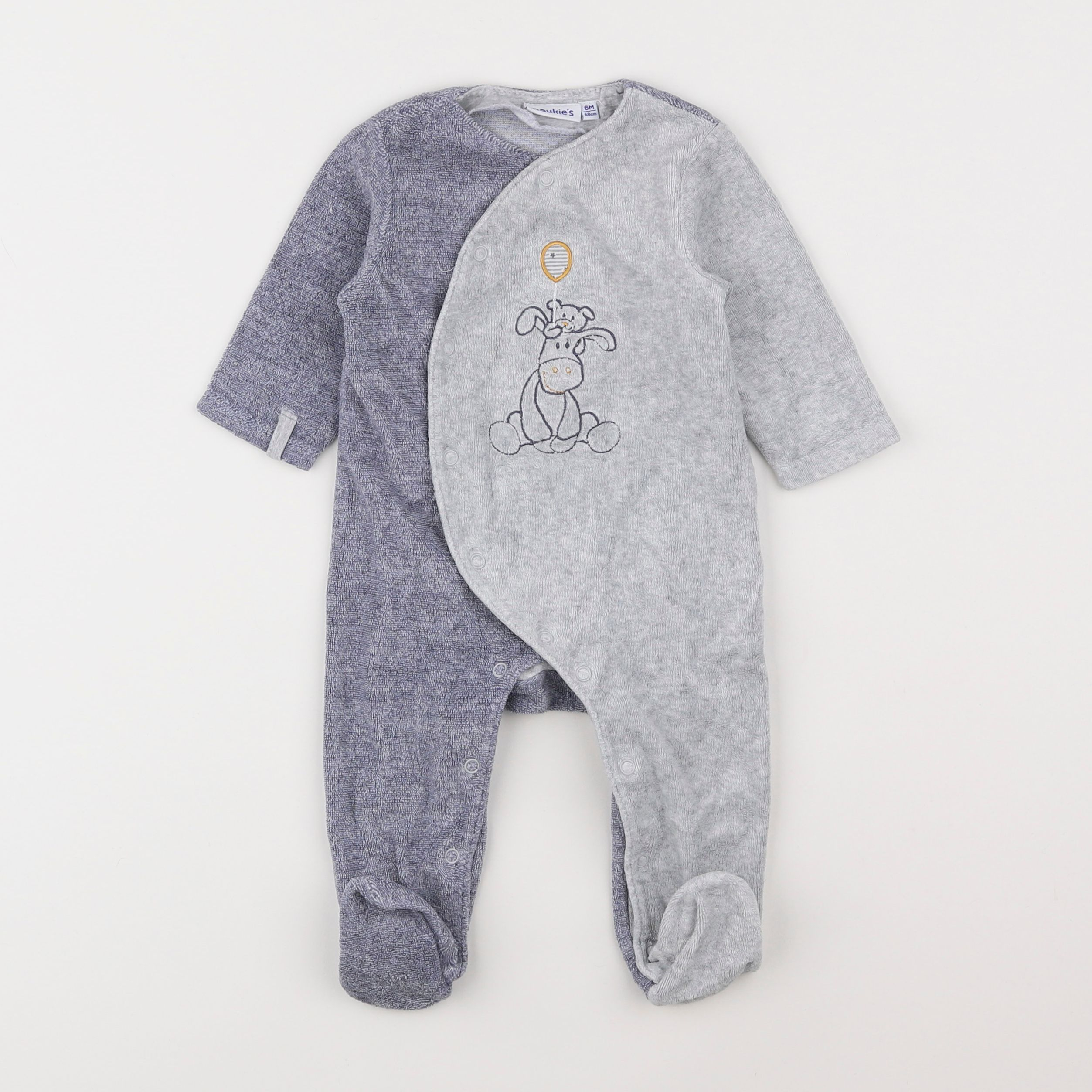 Noukie's - pyjama velours gris - 6 mois