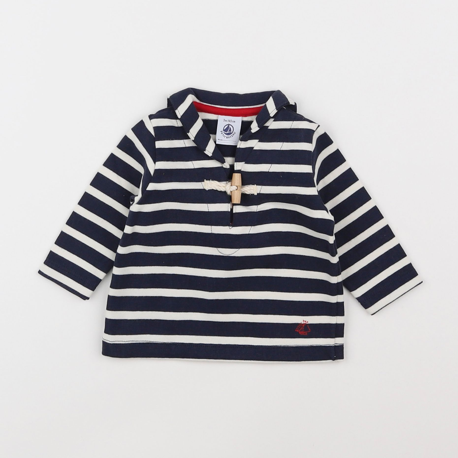 Petit Bateau - sweat bleu - 3 mois