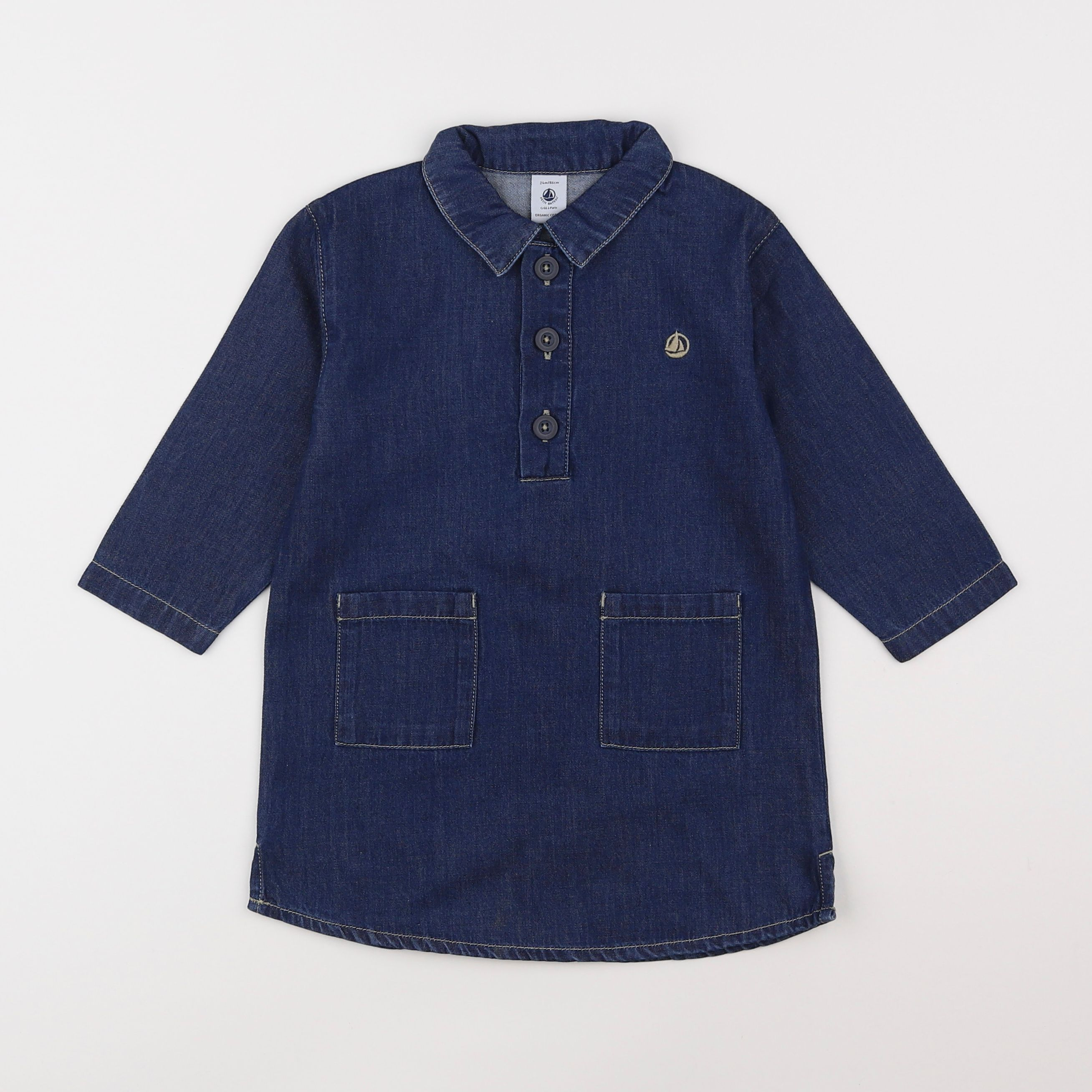 Petit Bateau - robe bleu - 2 ans