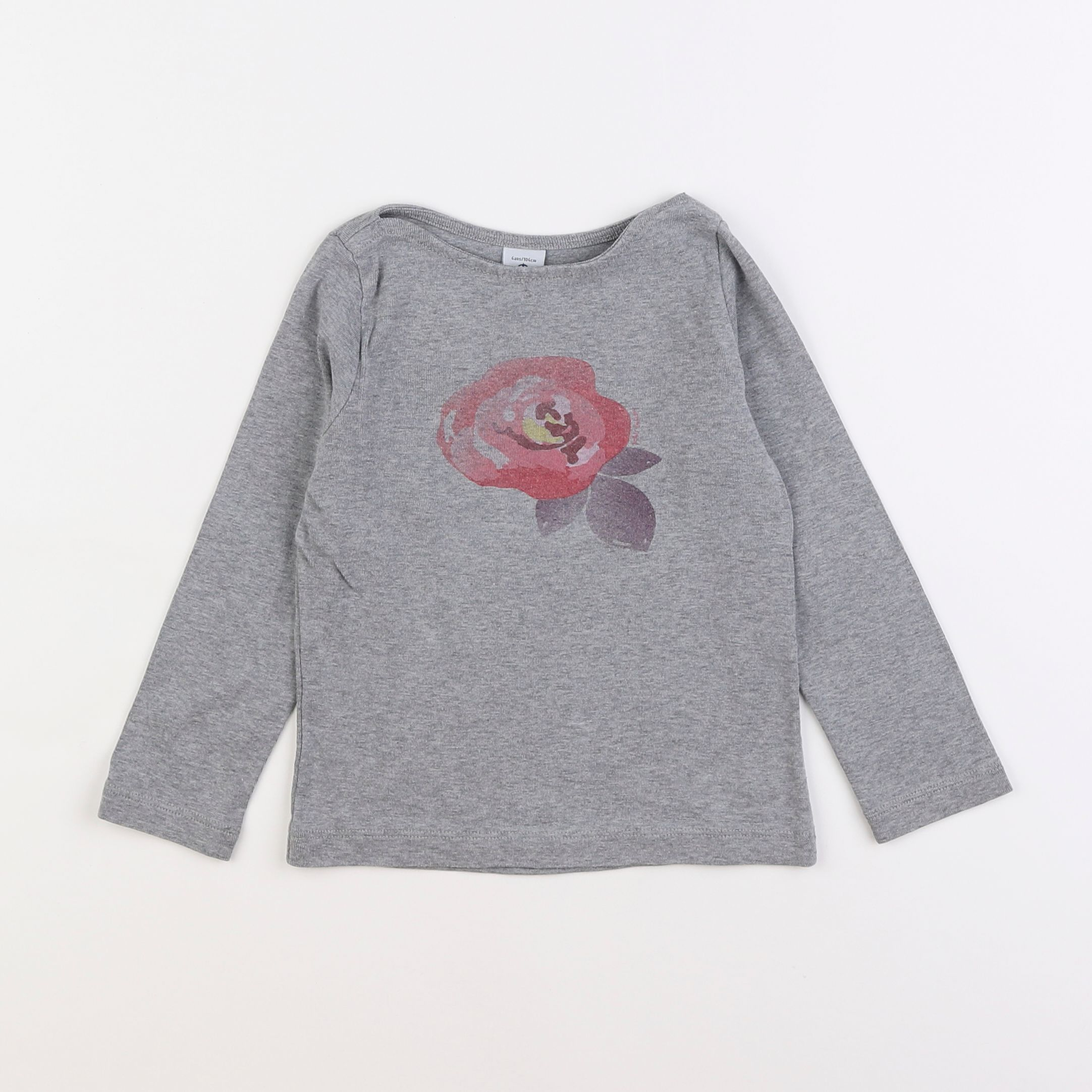 Petit Bateau - tee-shirt gris - 4 ans