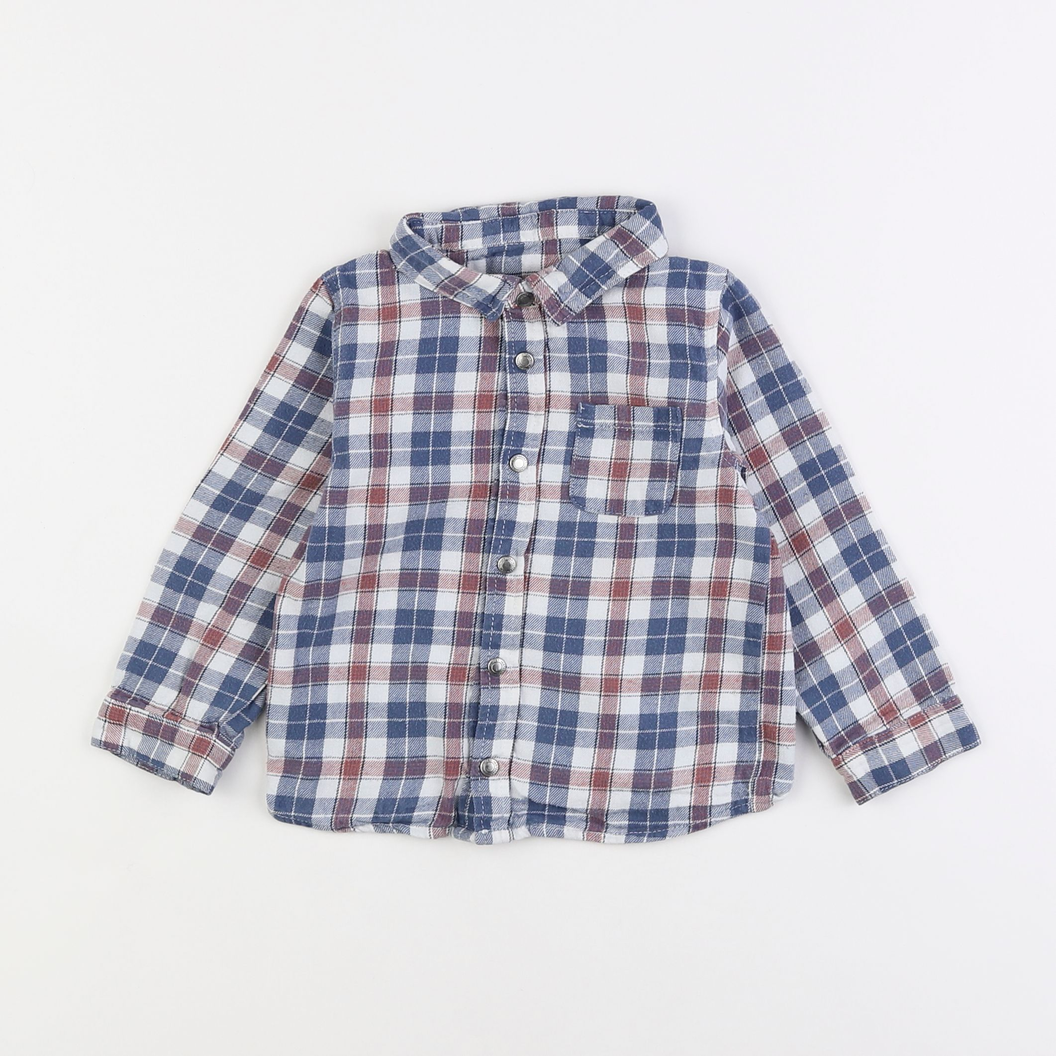 Vertbaudet - chemise bleu, orange - 2 ans