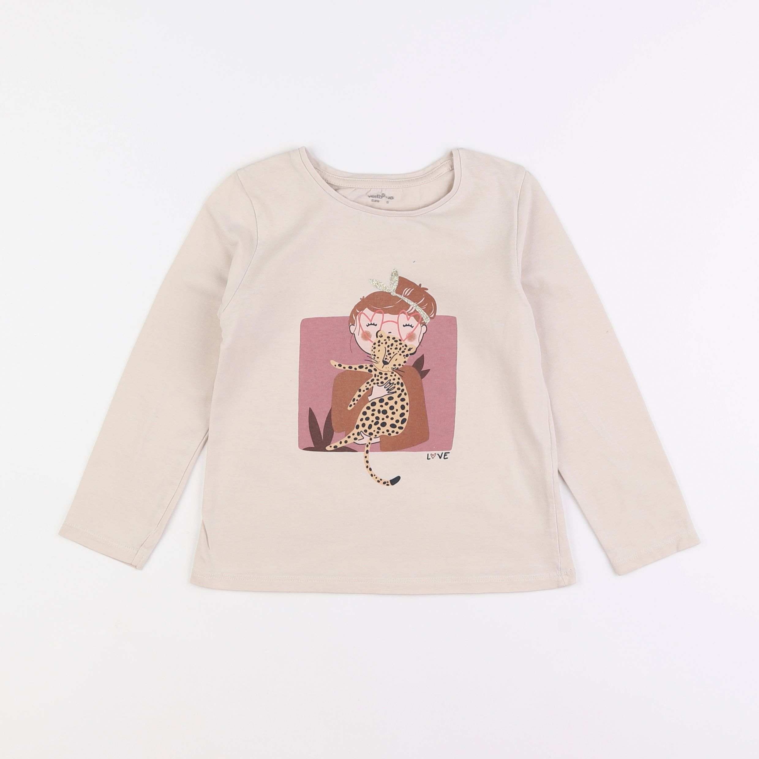 Vertbaudet - tee-shirt beige - 6 ans