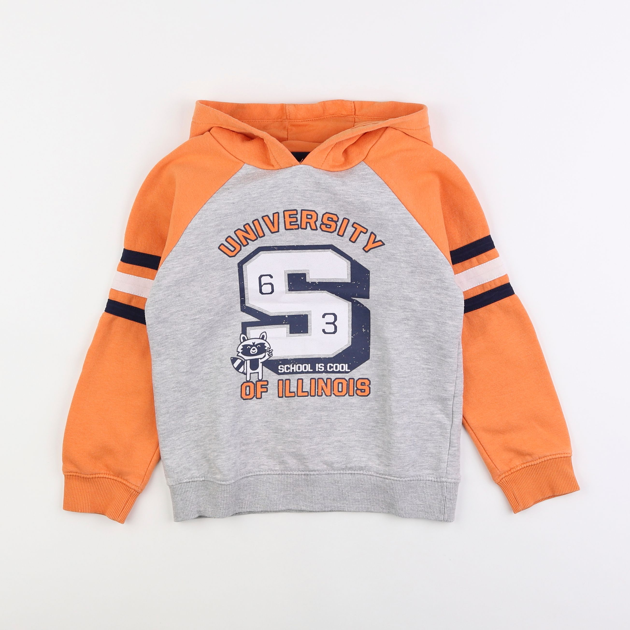 Vertbaudet - sweat gris, orange - 8 ans