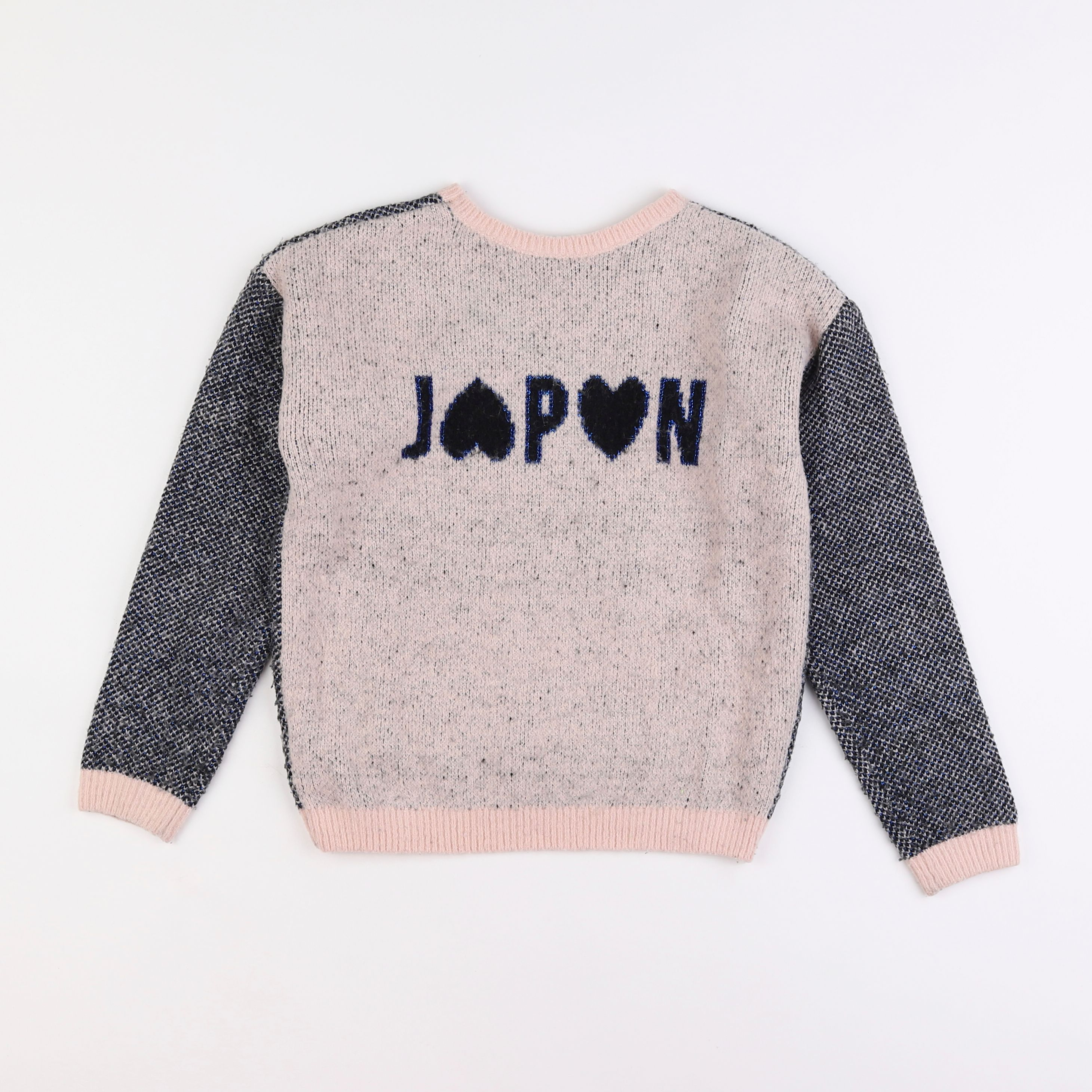 IKKS - pull bleu, rose - 10 ans