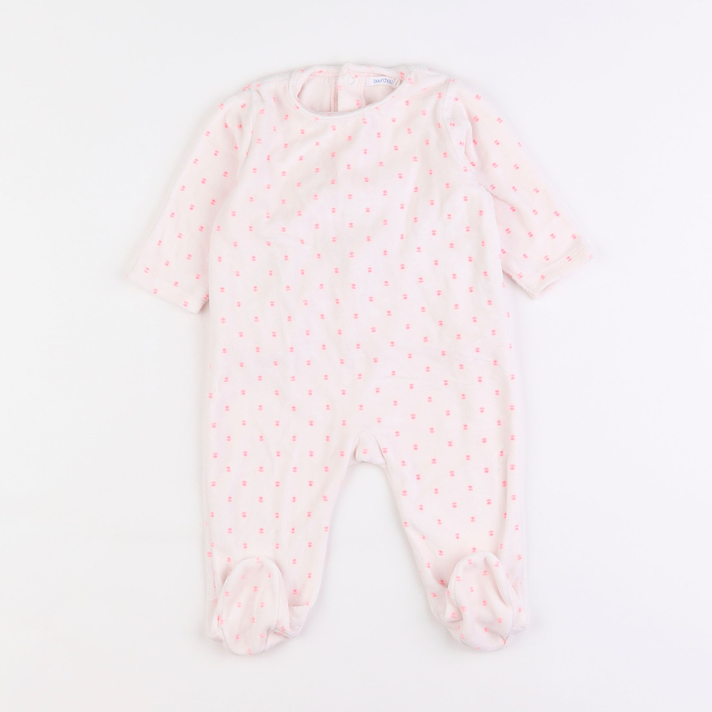 Boutchou - pyjama velours blanc, rose - 6 mois