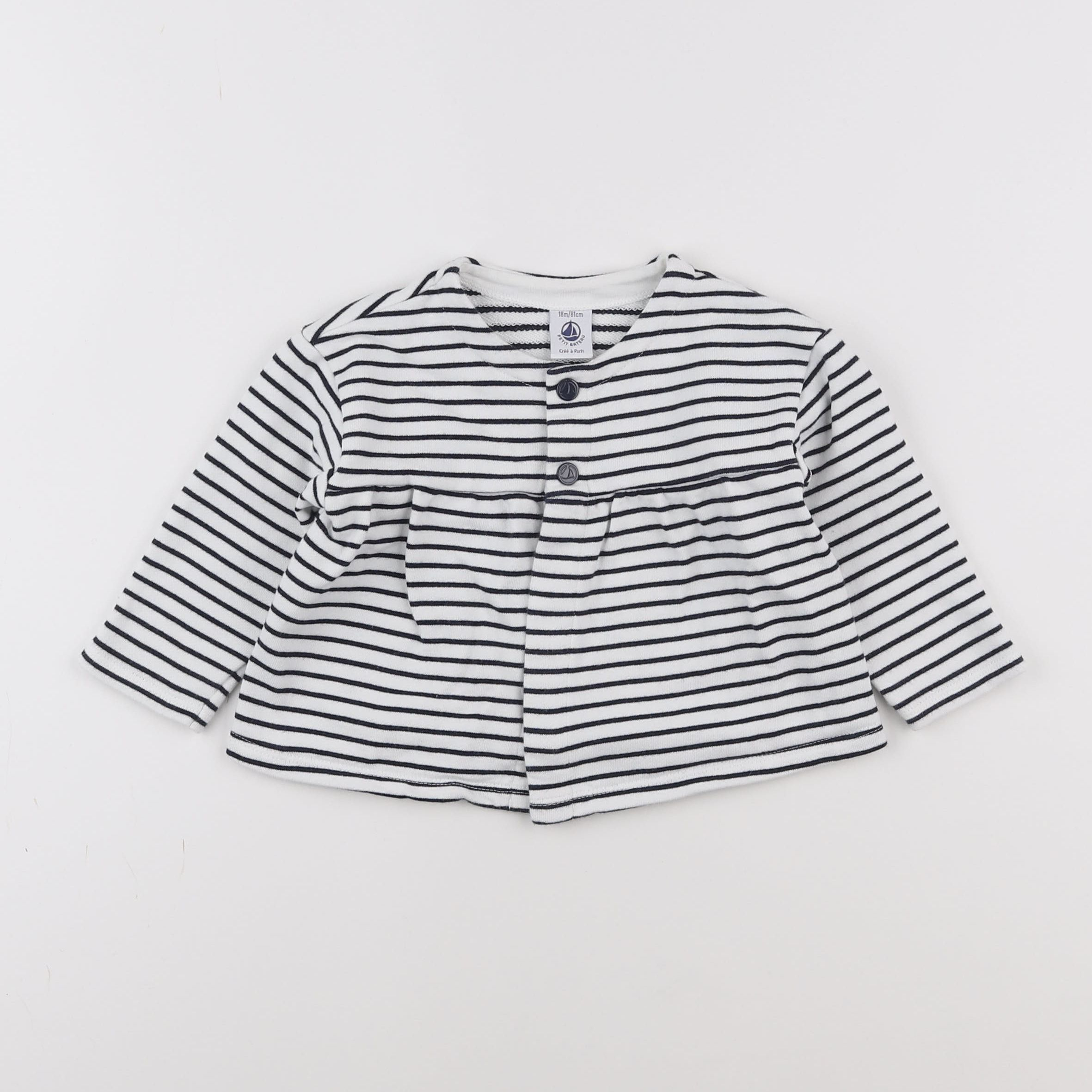 Petit Bateau - sweat bleu - 18 mois