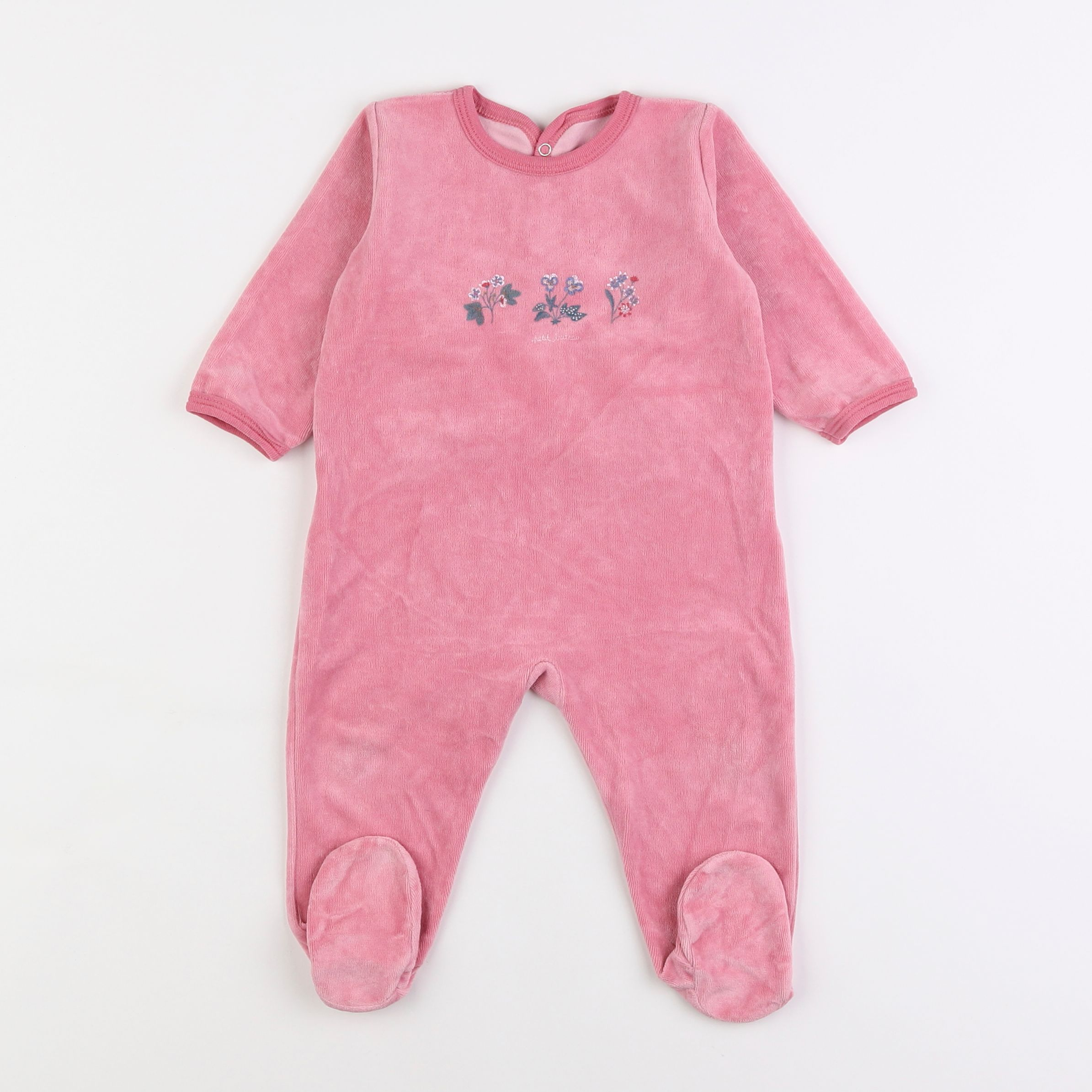 Petit Bateau - pyjama velours rose - 12 mois