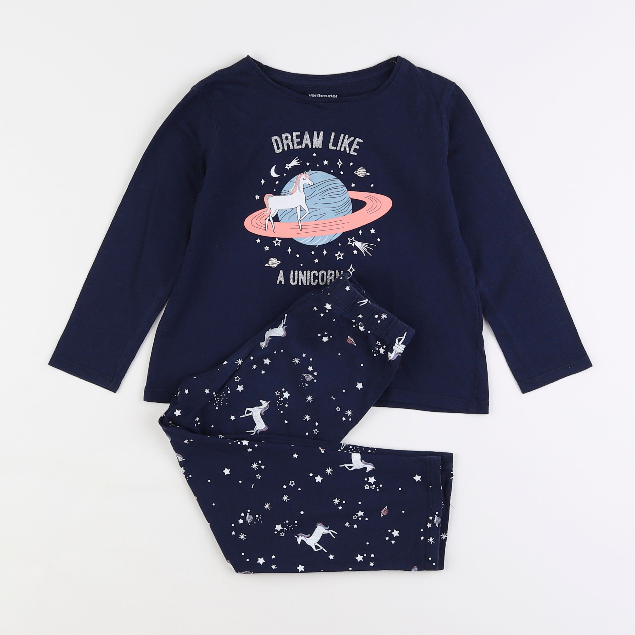 Vertbaudet - pyjama coton bleu - 4 ans