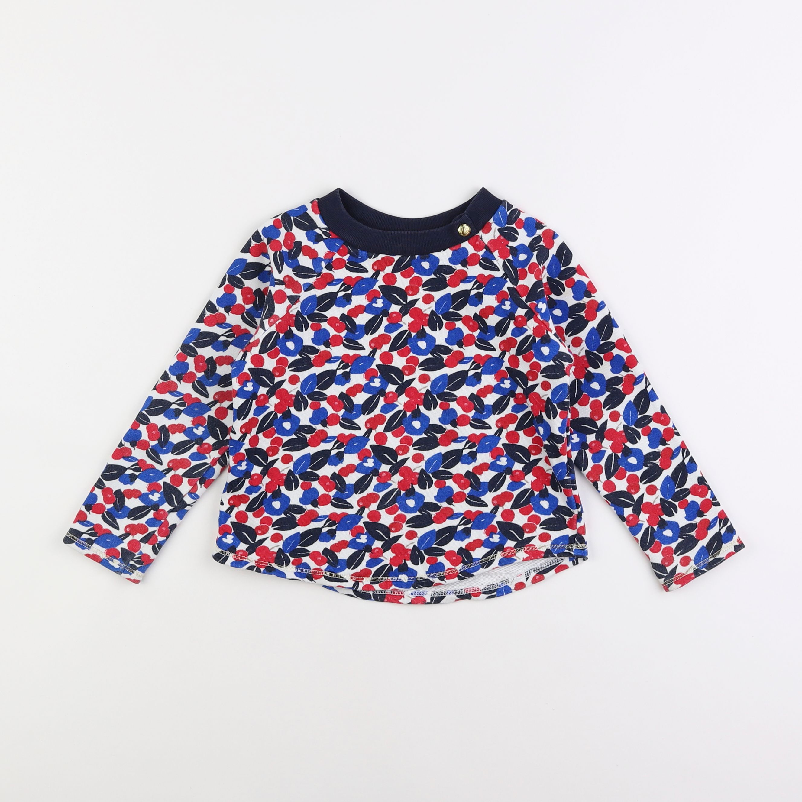 Petit Bateau - sweat bleu, blanc, rouge - 4 ans