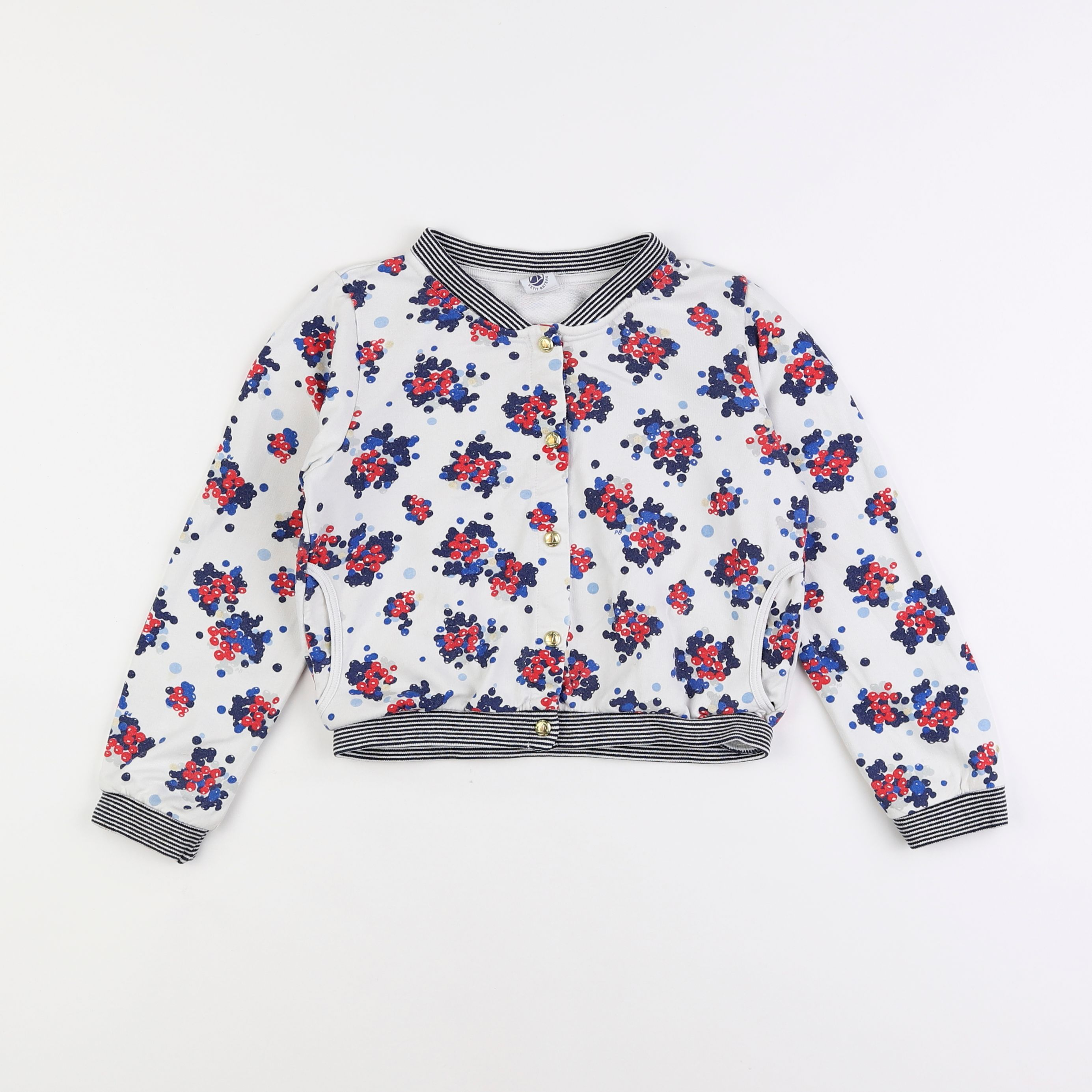 Petit Bateau - sweat blanc, bleu, rouge - 6 ans