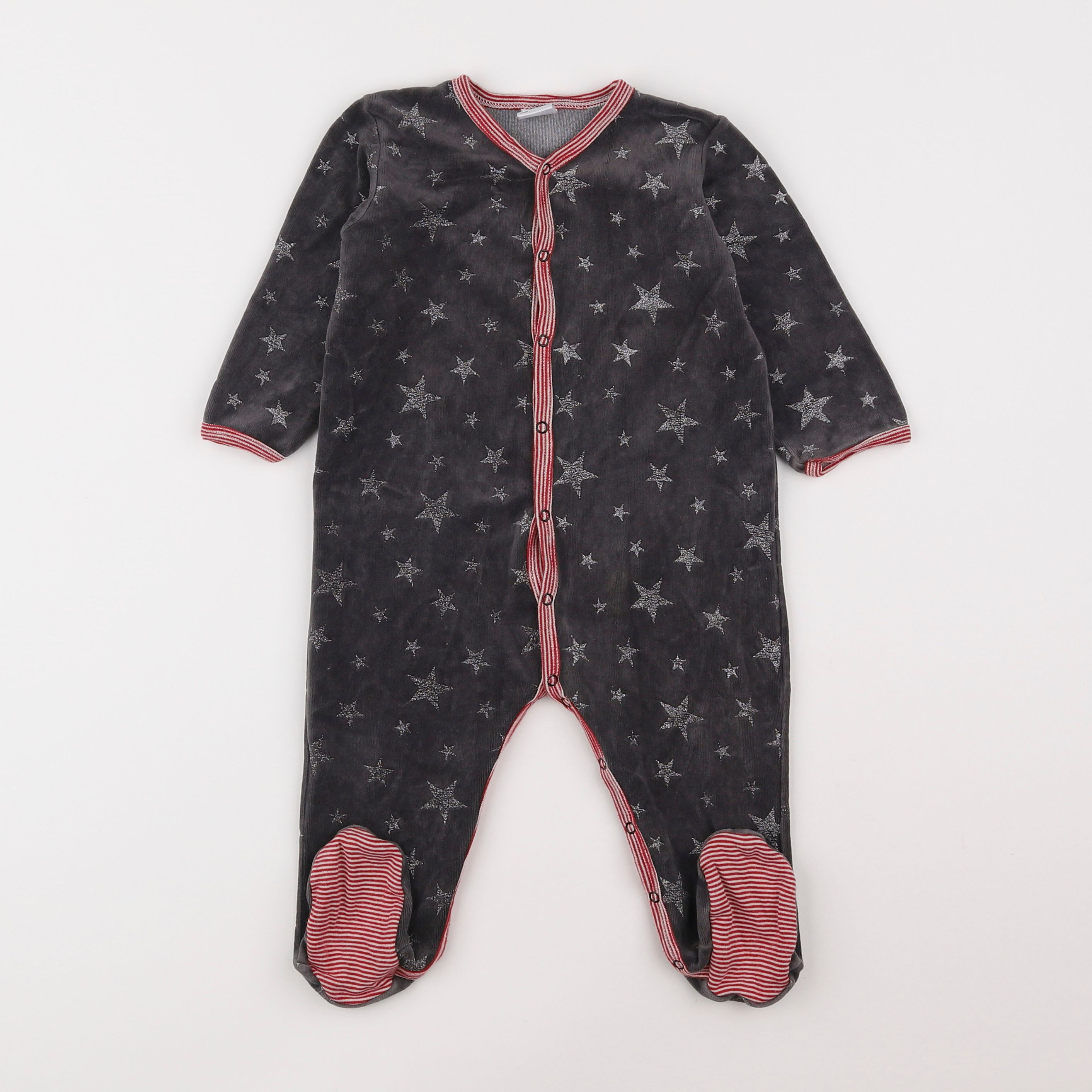 Petit Bateau - pyjama velours gris - 18 mois