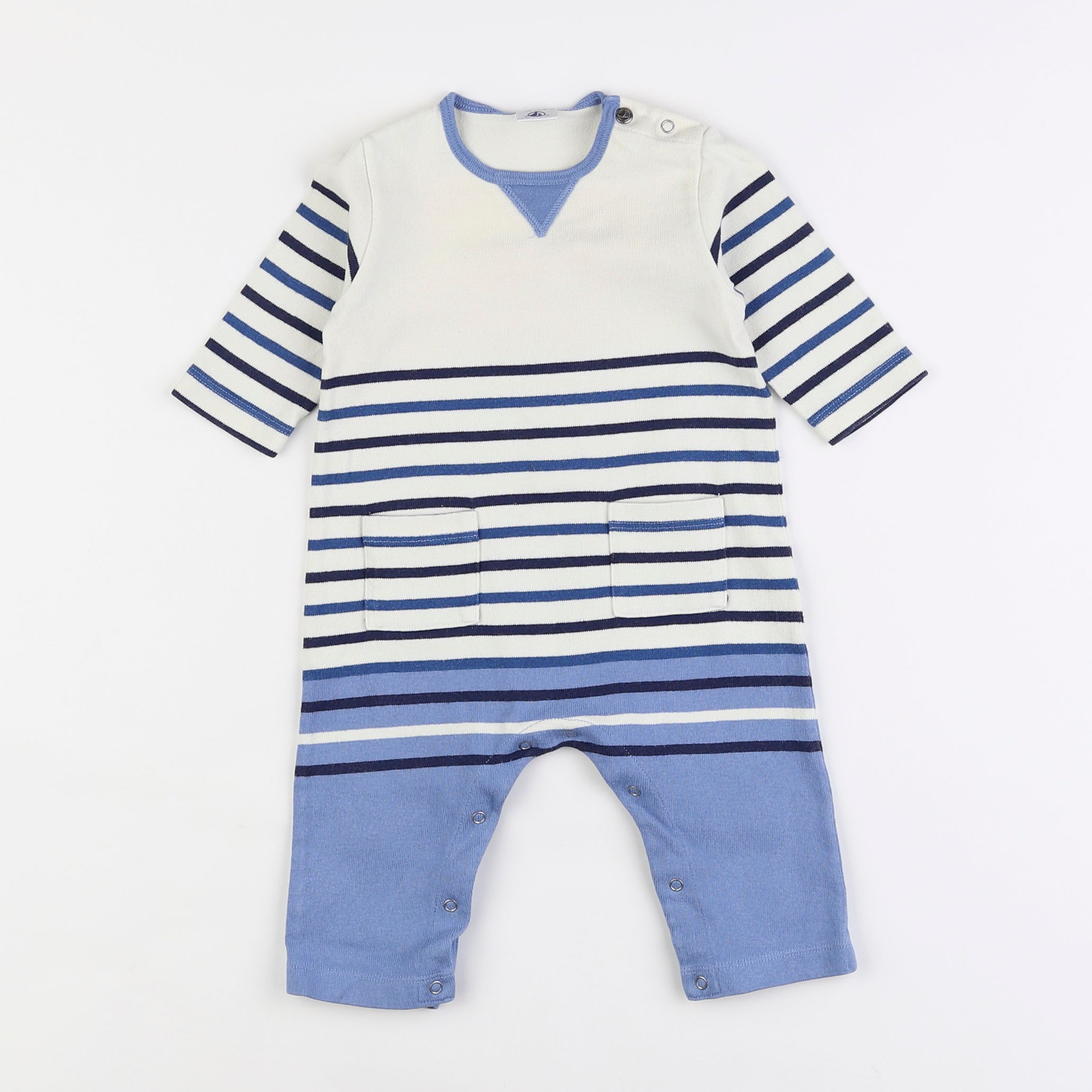 Petit Bateau - combinaison blanc, bleu - 6 mois