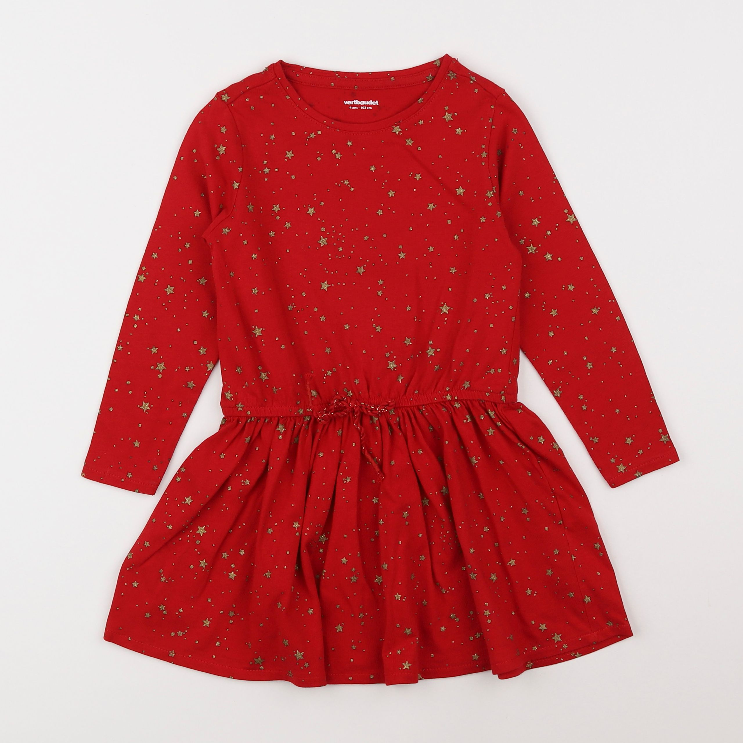 Vertbaudet - robe rouge, or - 4 ans