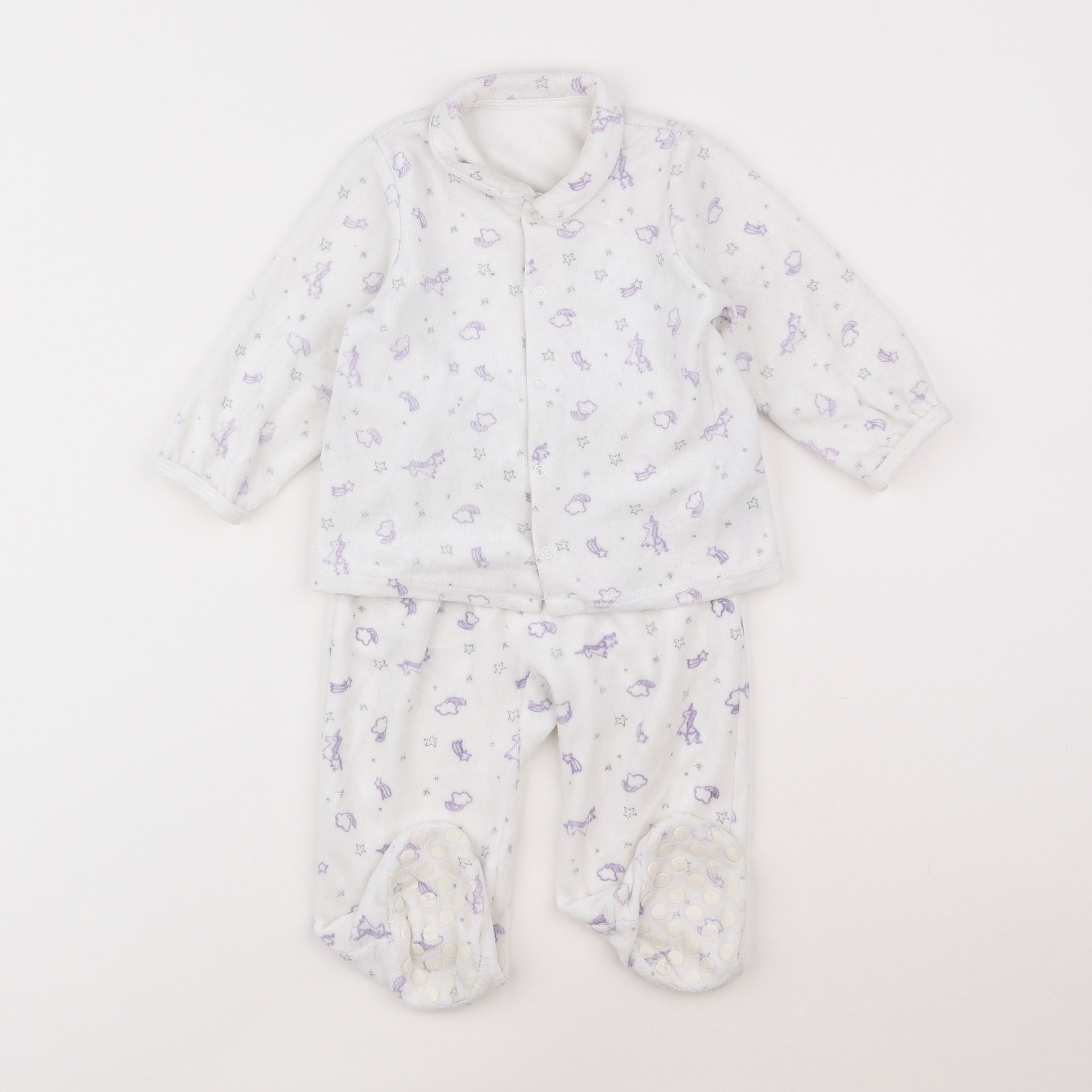 Vertbaudet - pyjama velours blanc - 9/12 mois