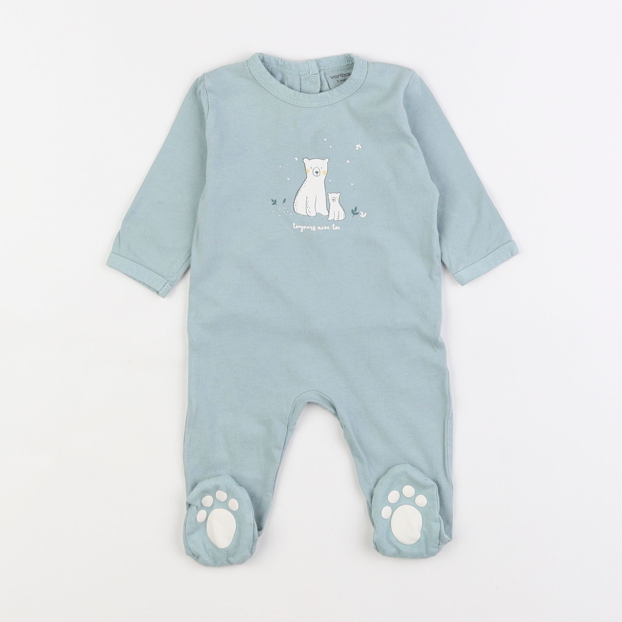 Vertbaudet - pyjama coton bleu - 3 mois