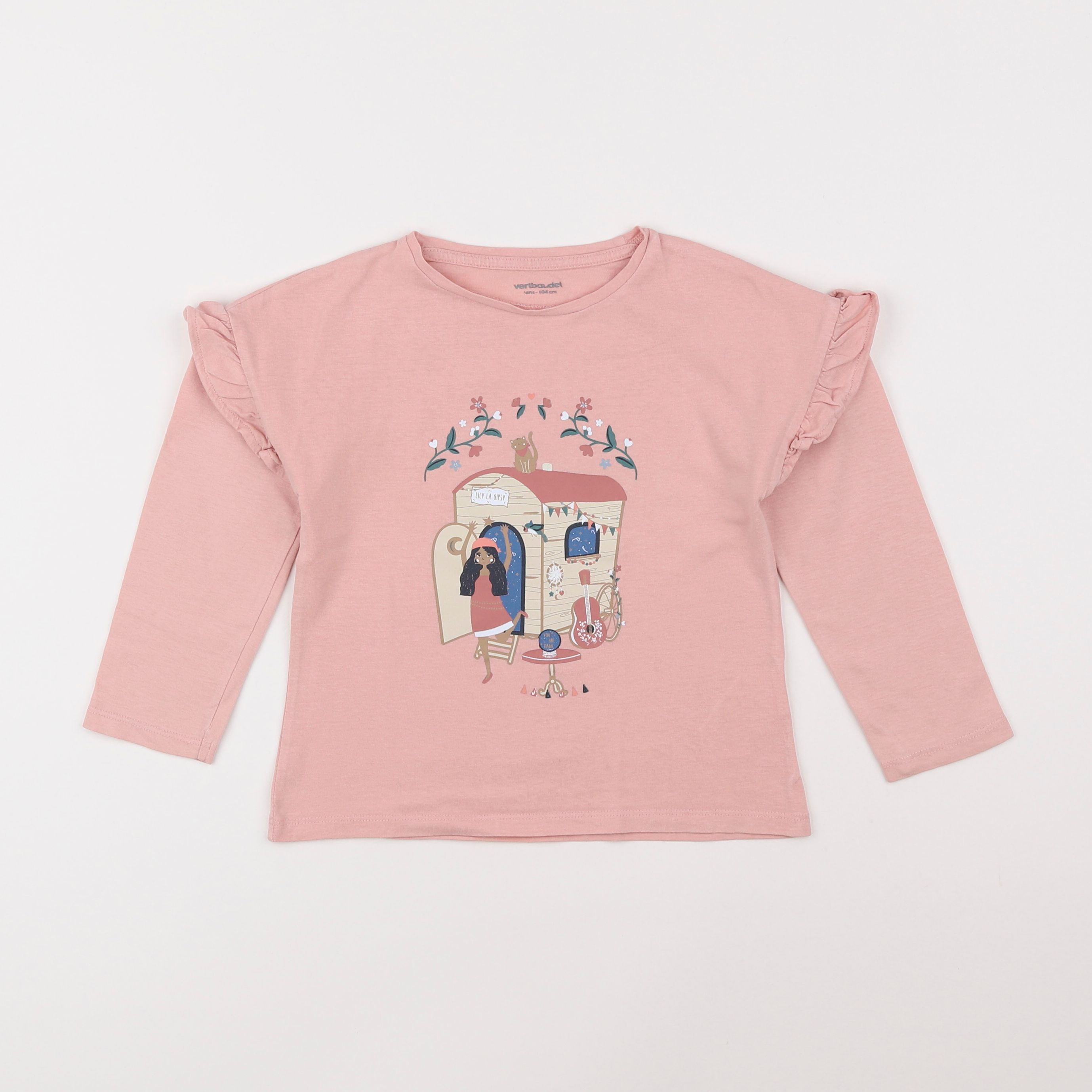 Vertbaudet - tee-shirt rose - 4 ans