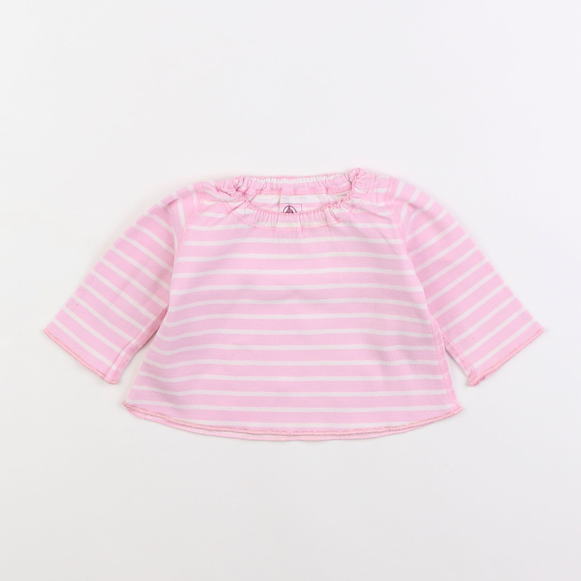 Petit Bateau - tee-shirt blanc, rose - 12 mois