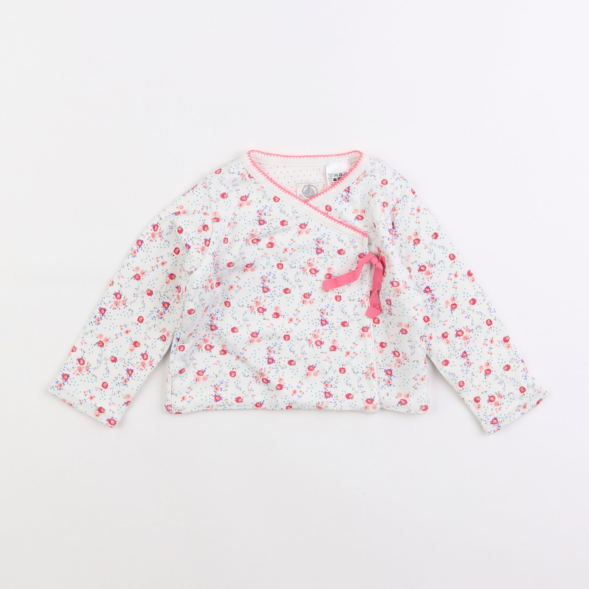 Petit Bateau - tee-shirt blanc, rose - 6 mois