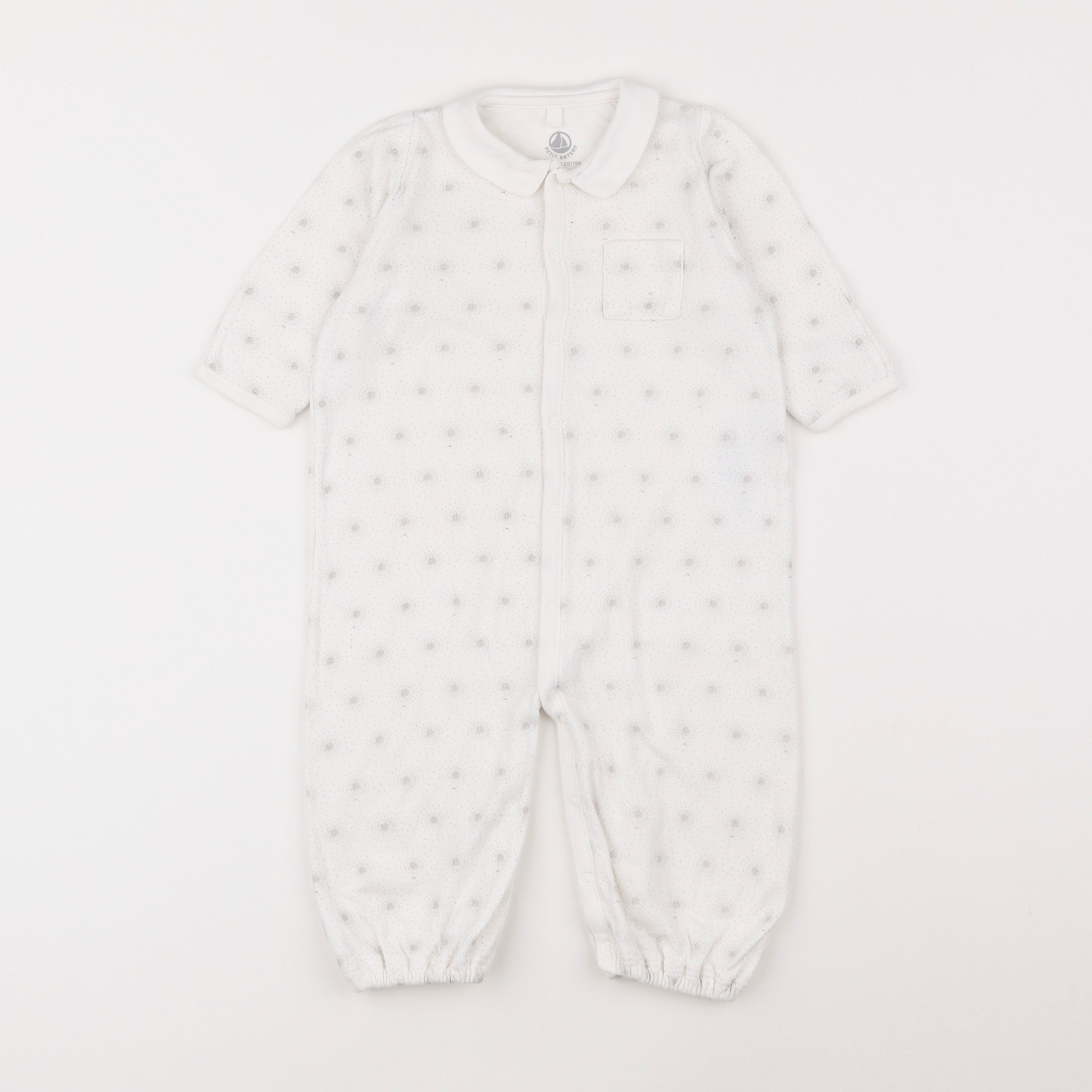 Petit Bateau - pyjama coton blanc - 6 mois