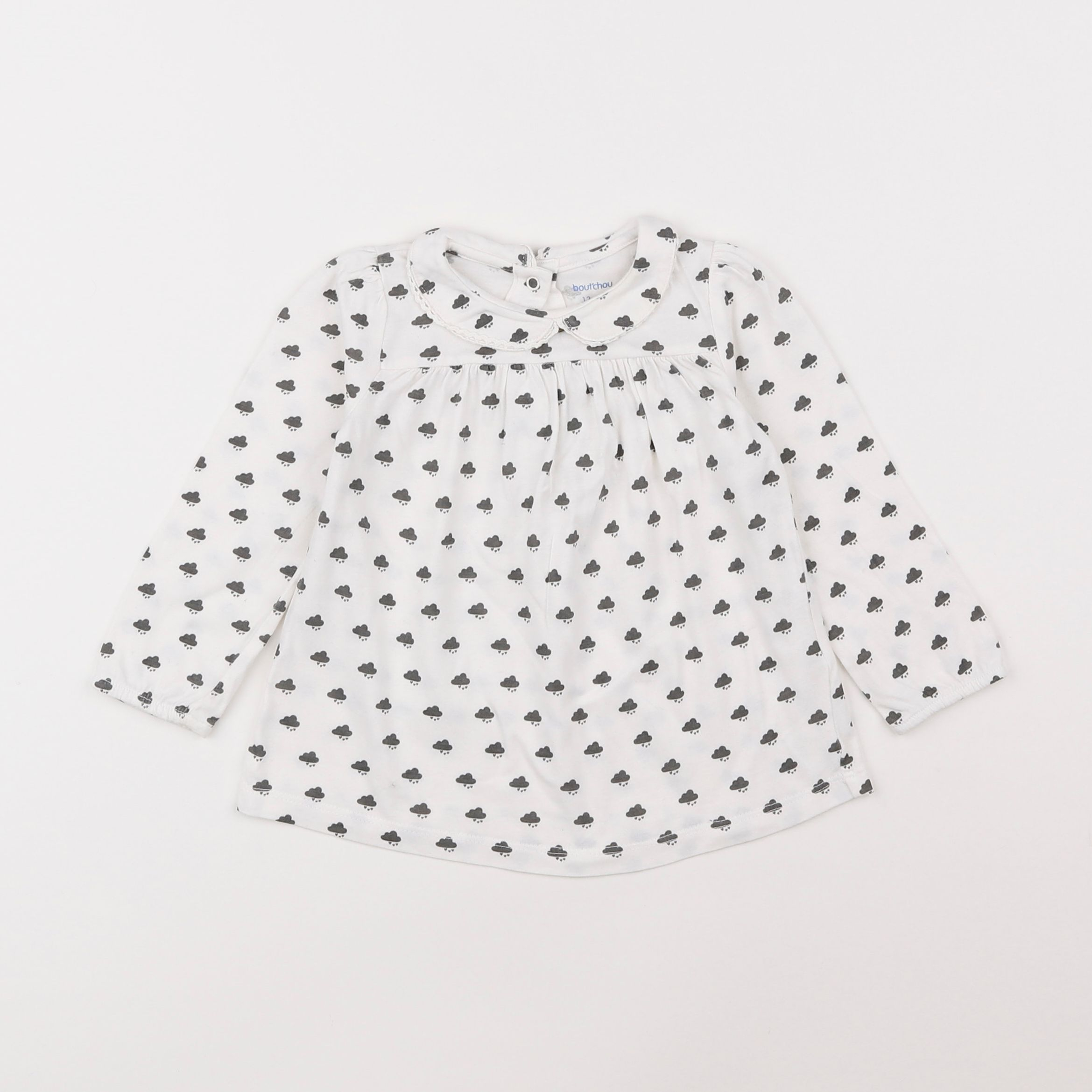 Boutchou - tee-shirt blanc, bleu - 12 mois