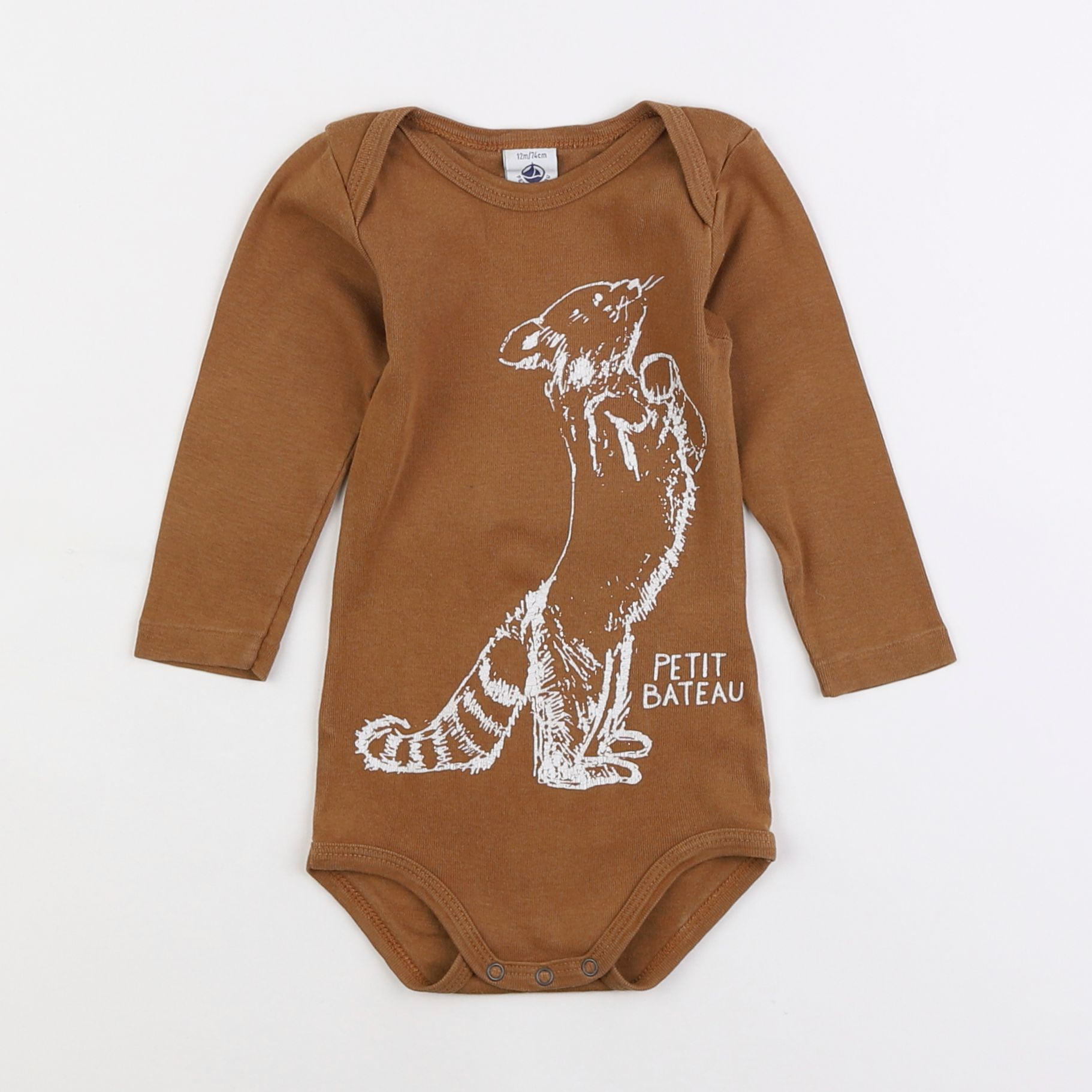 Petit Bateau - body marron - 12 mois