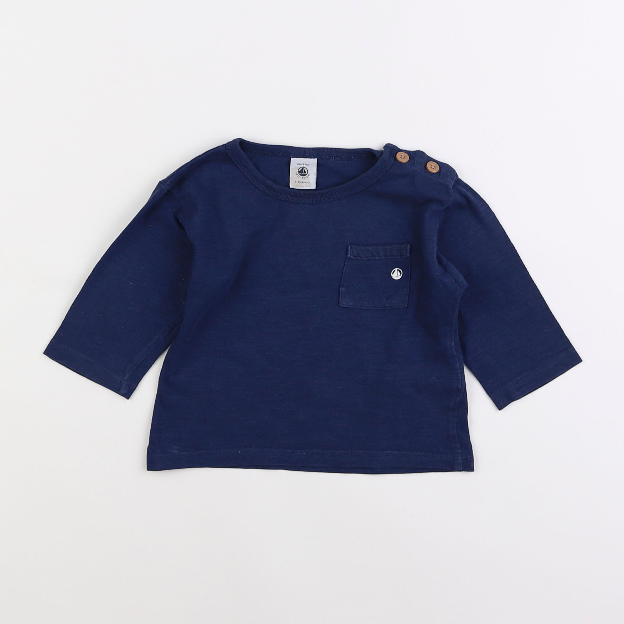 Petit Bateau - tee-shirt bleu - 6 mois