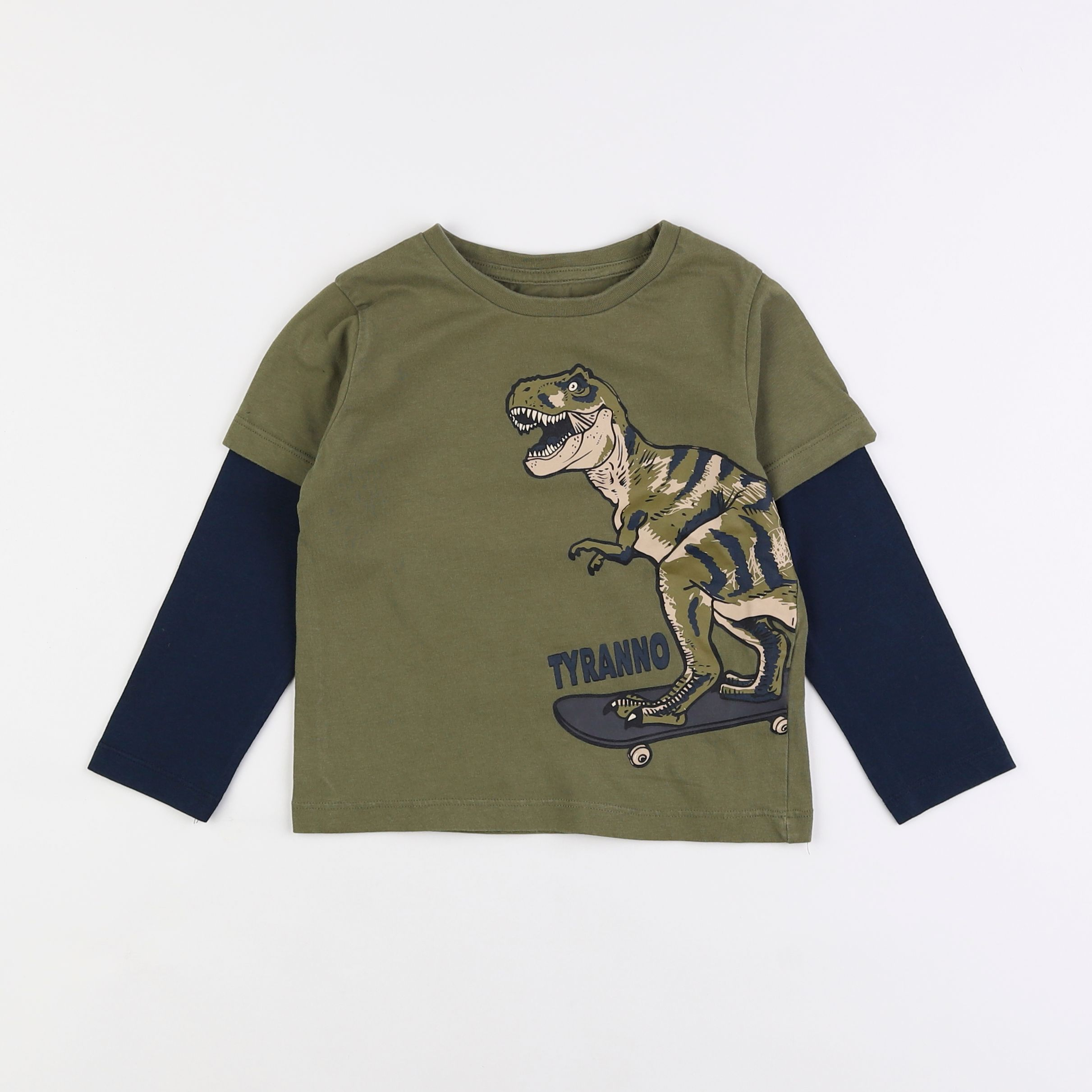 Vertbaudet - tee-shirt vert, bleu - 4 ans