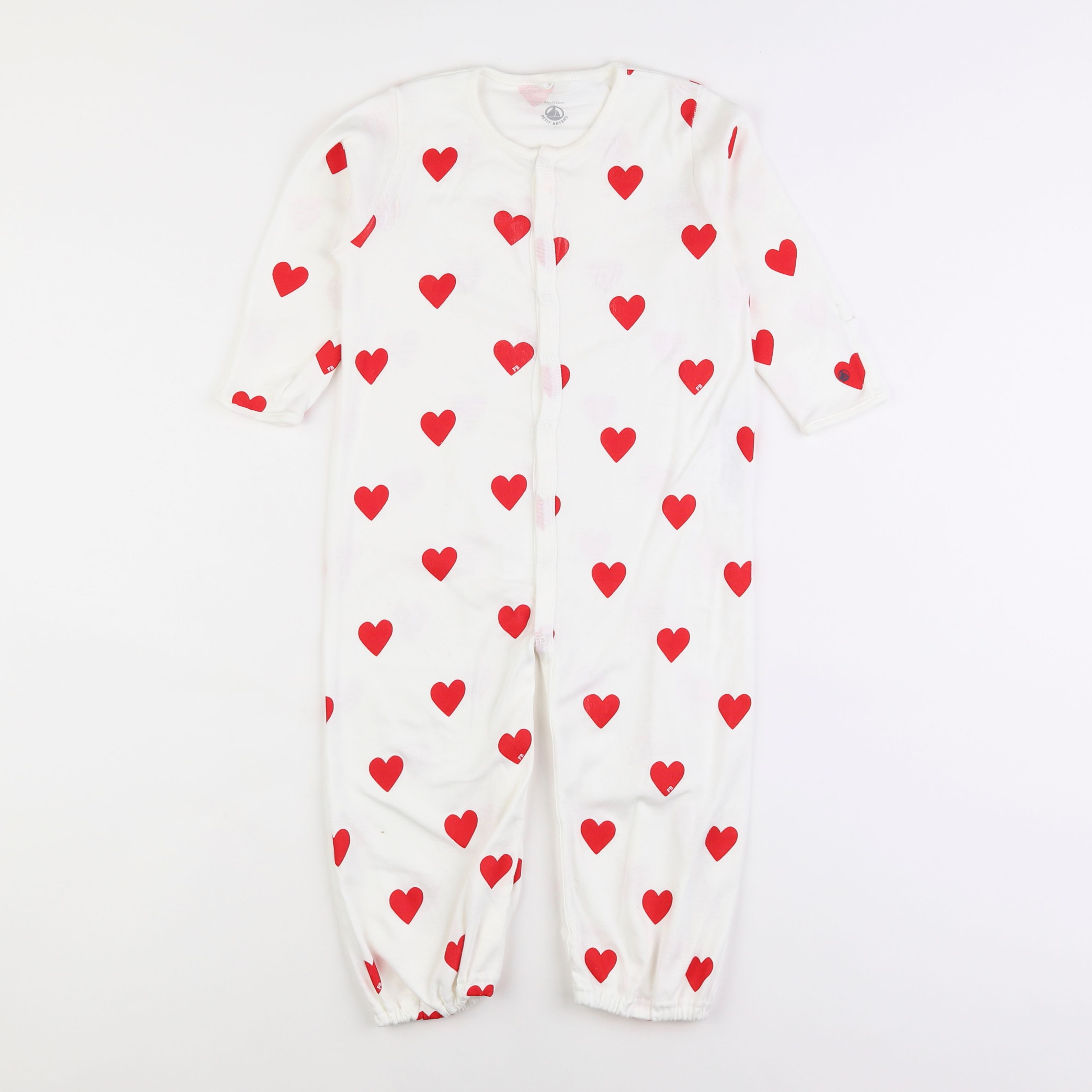 Petit Bateau - pyjama coton blanc, rouge - 2 ans