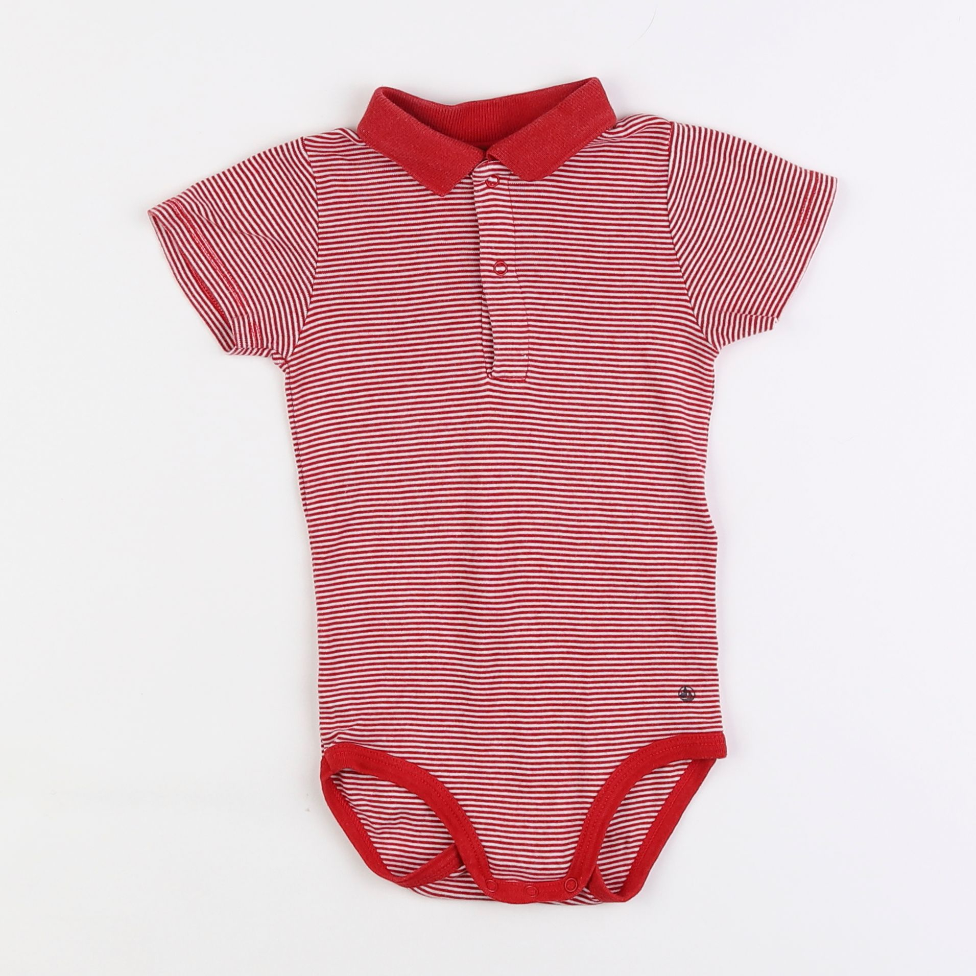 Petit Bateau - body à col rouge, blanc - 3 ans