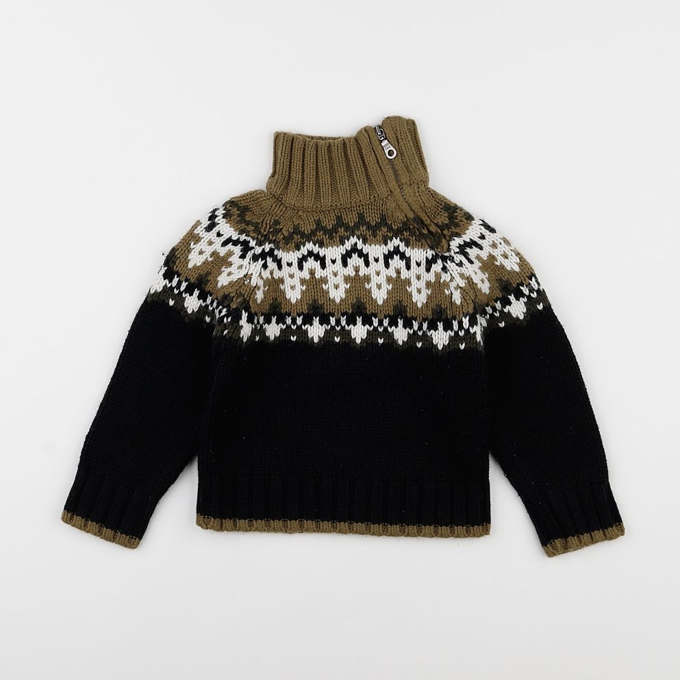 Okaidi - pull vert, noir - 3 ans