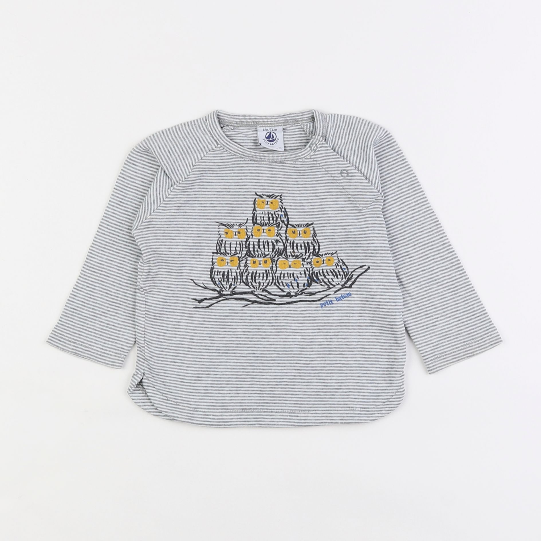 Petit Bateau - tee-shirt gris - 12 mois