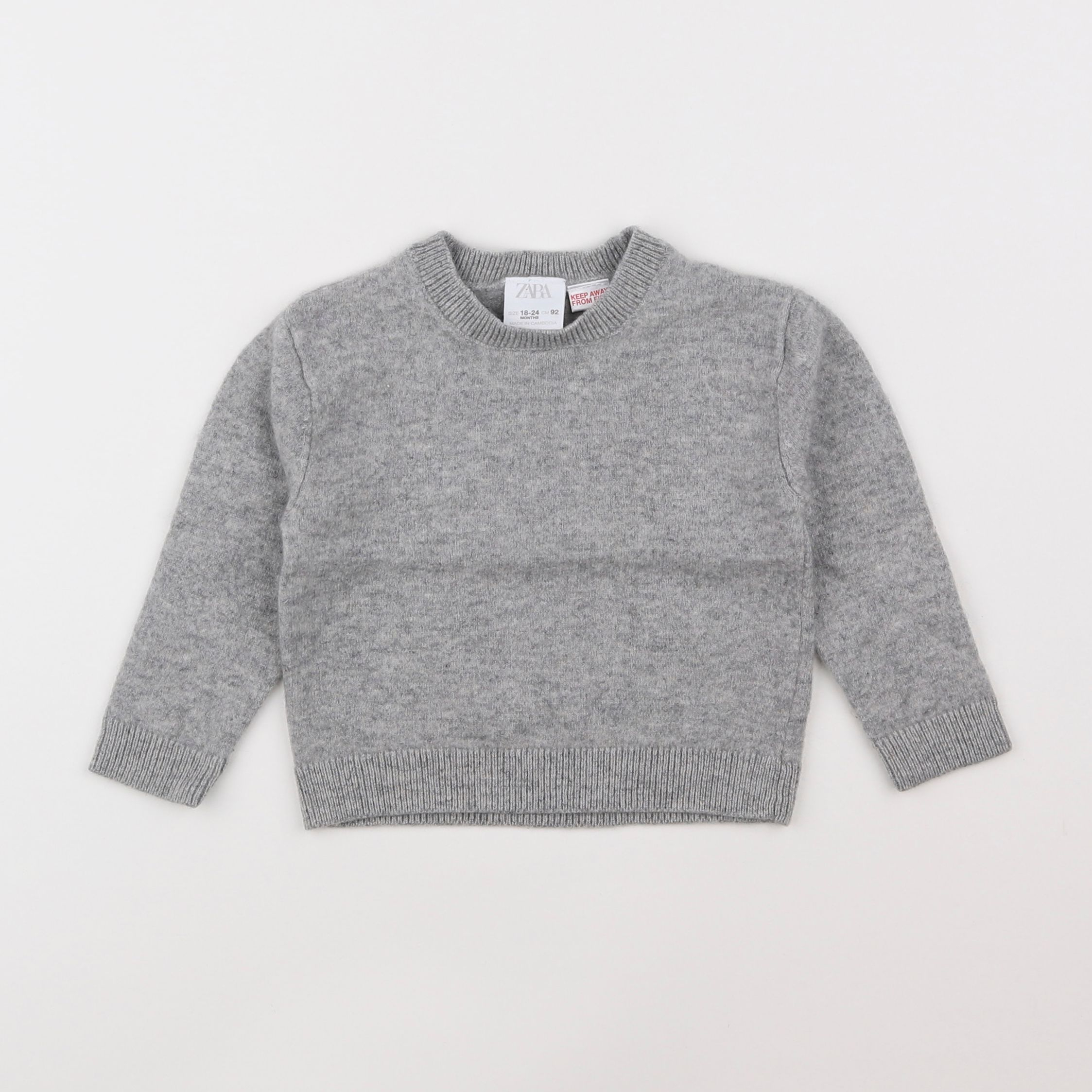 Zara - pull gris - 18 mois à 2 ans