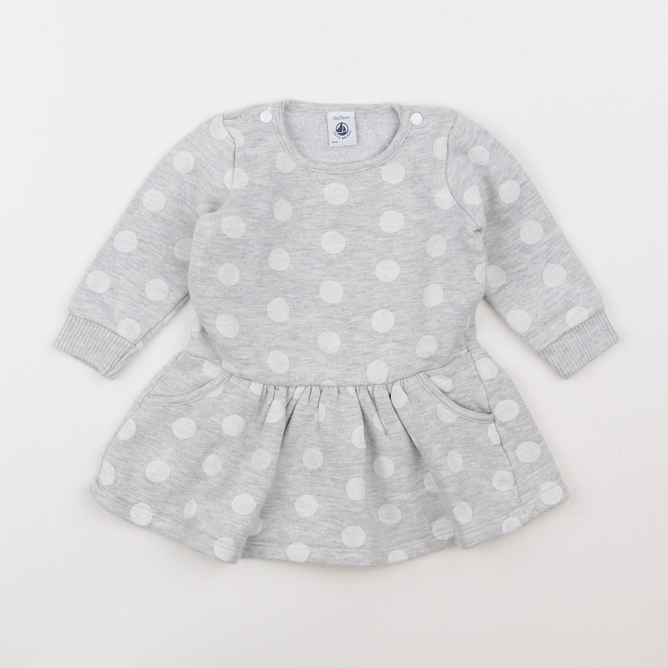 Petit Bateau - robe gris - 12 mois