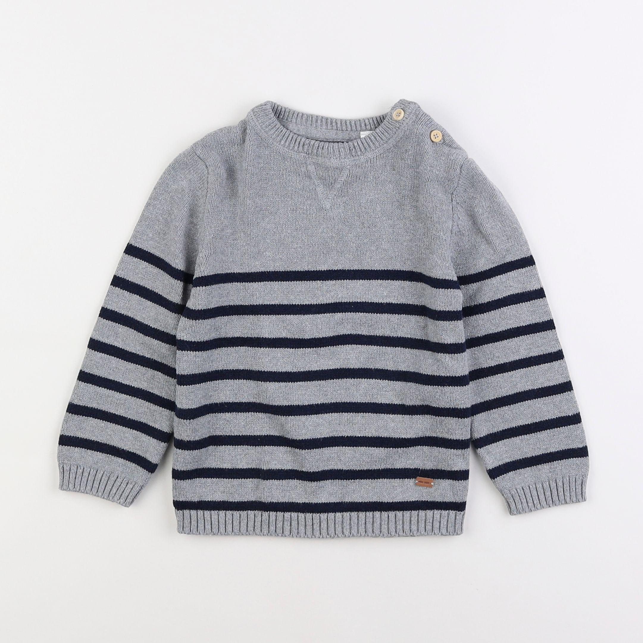 Mango - pull gris, bleu - 3/4 ans