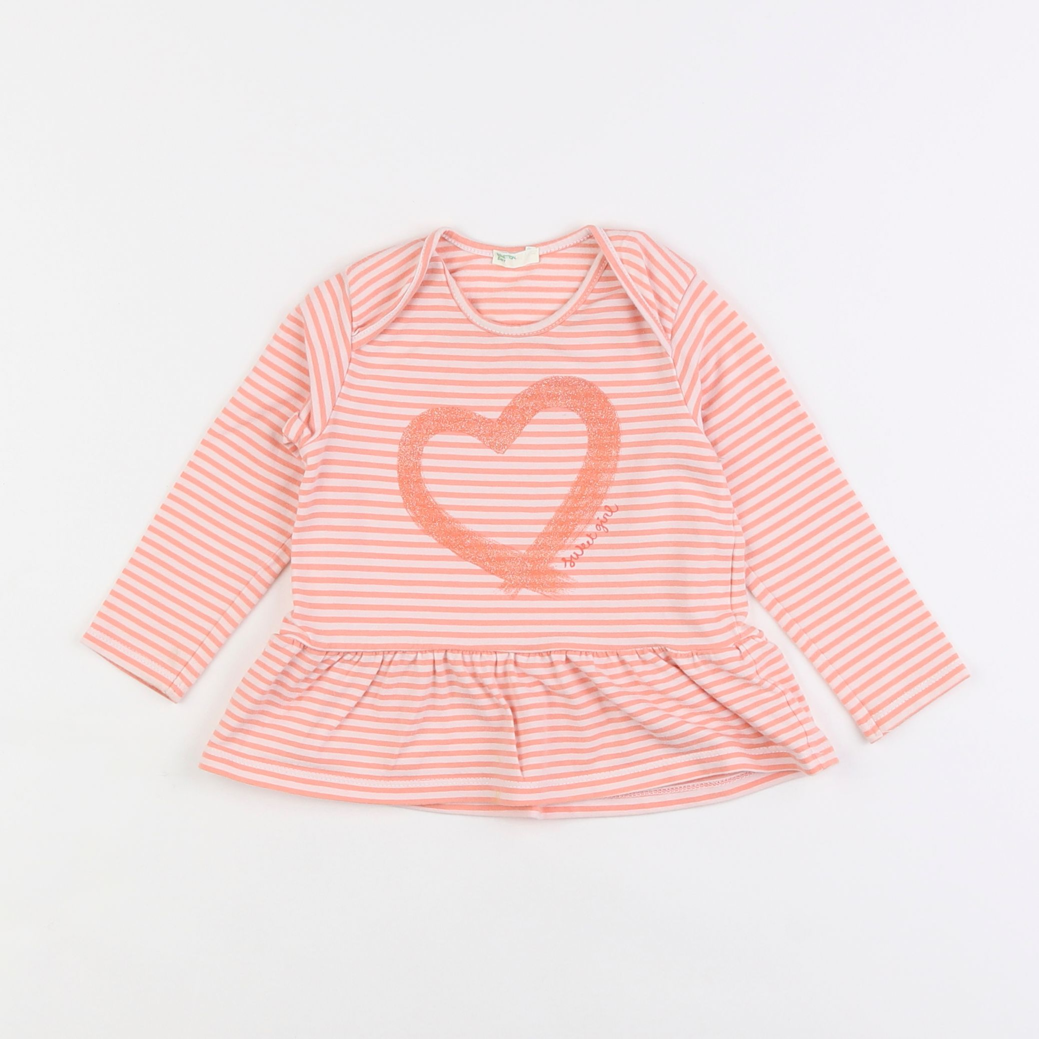 Benetton - tee-shirt rose - 9/12 mois