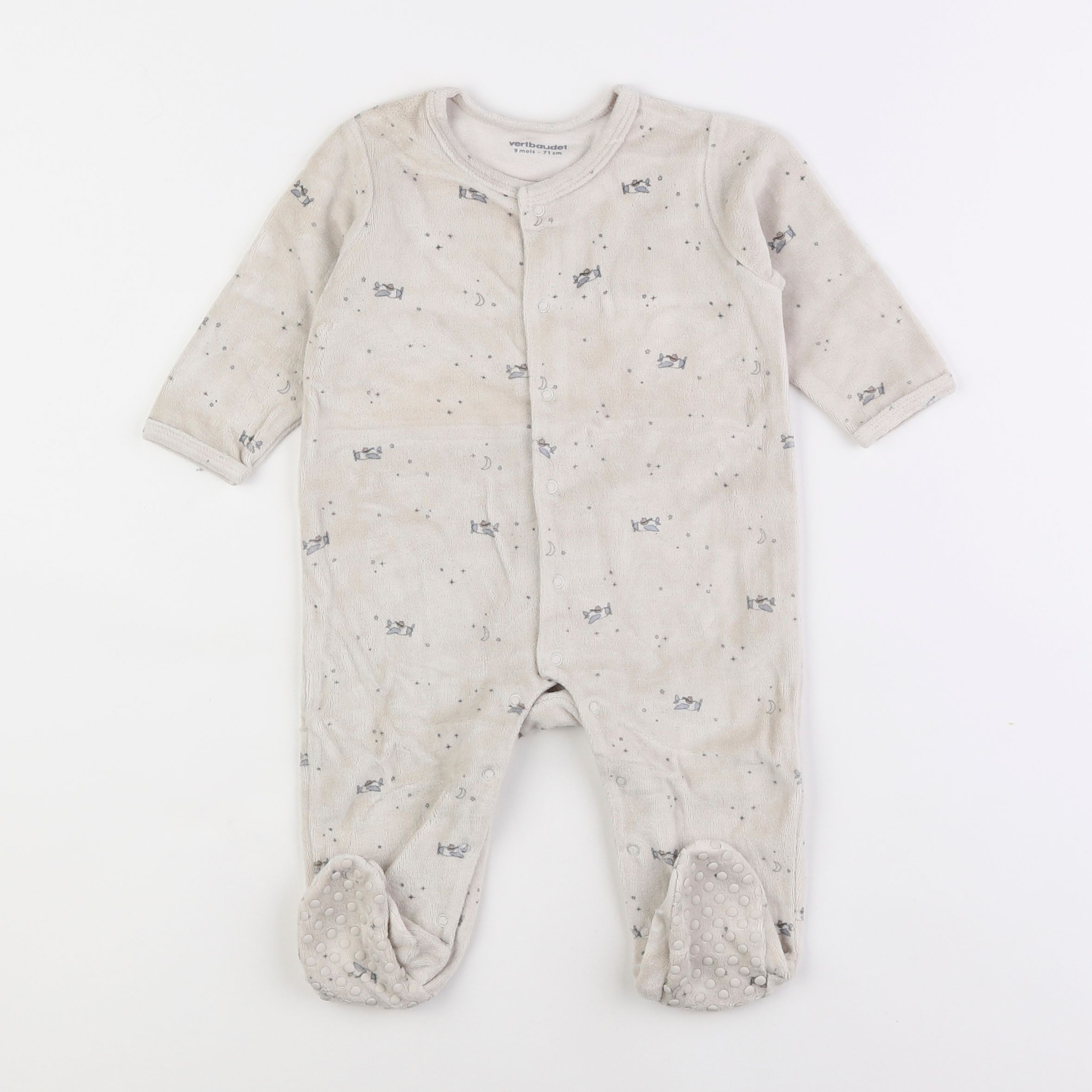 Vertbaudet - pyjama velours beige - 9 mois