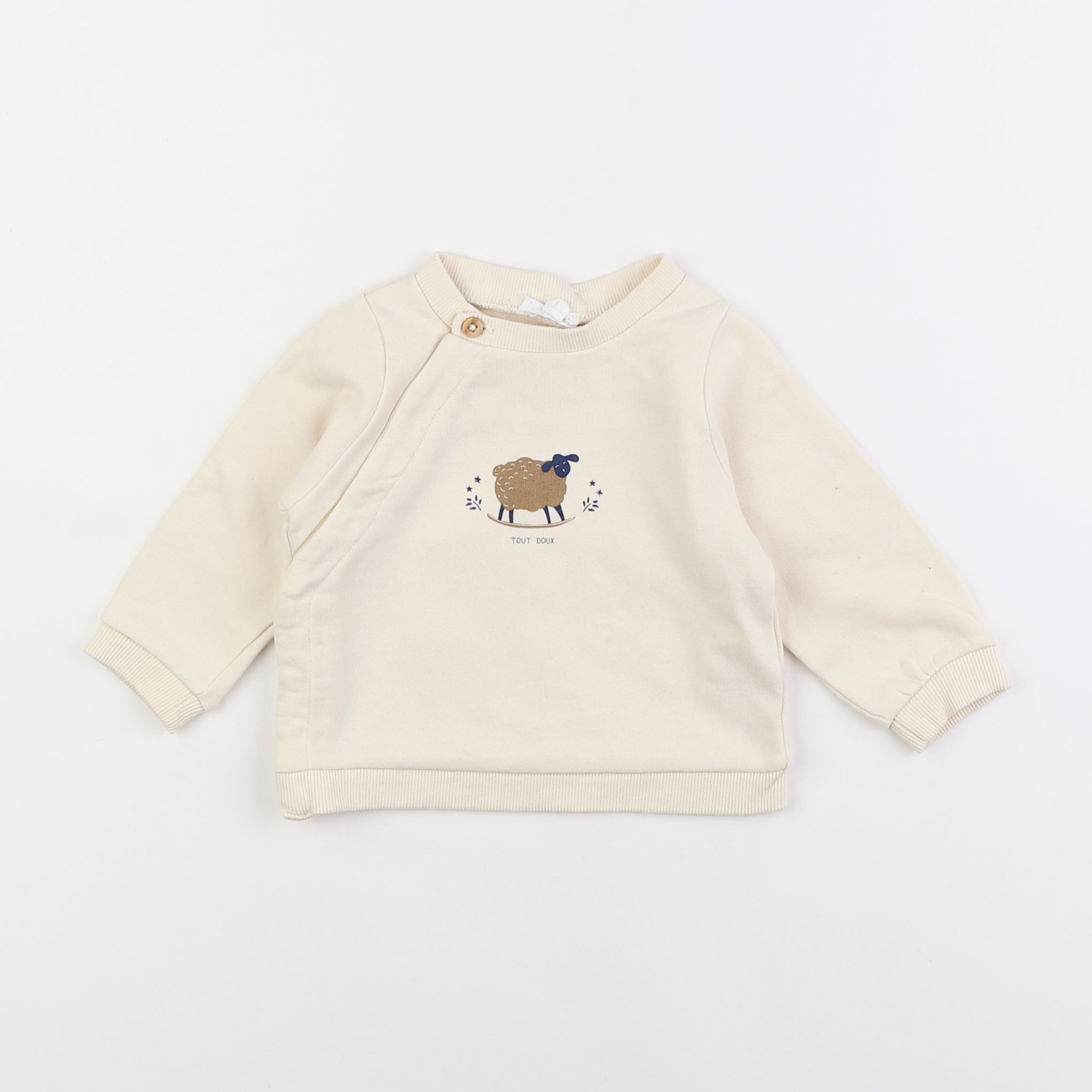 Vertbaudet - sweat beige - 6 mois