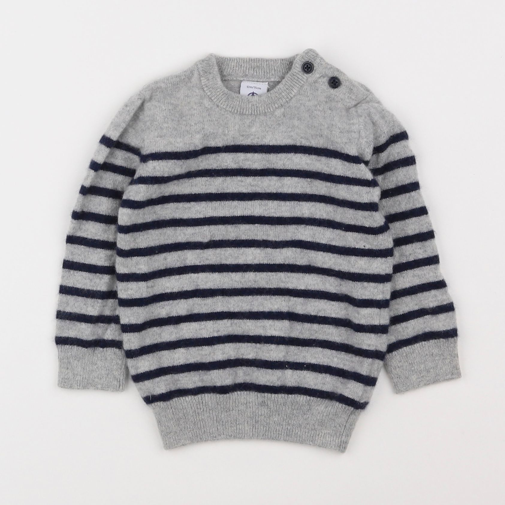 Petit Bateau - pull gris - 12 mois