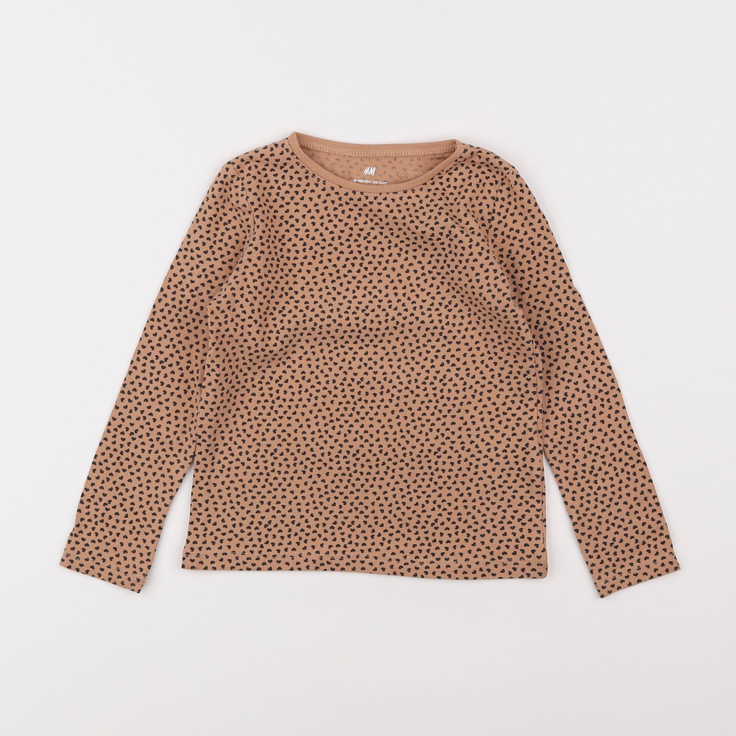 H&M - tee-shirt marron - 3/4 ans