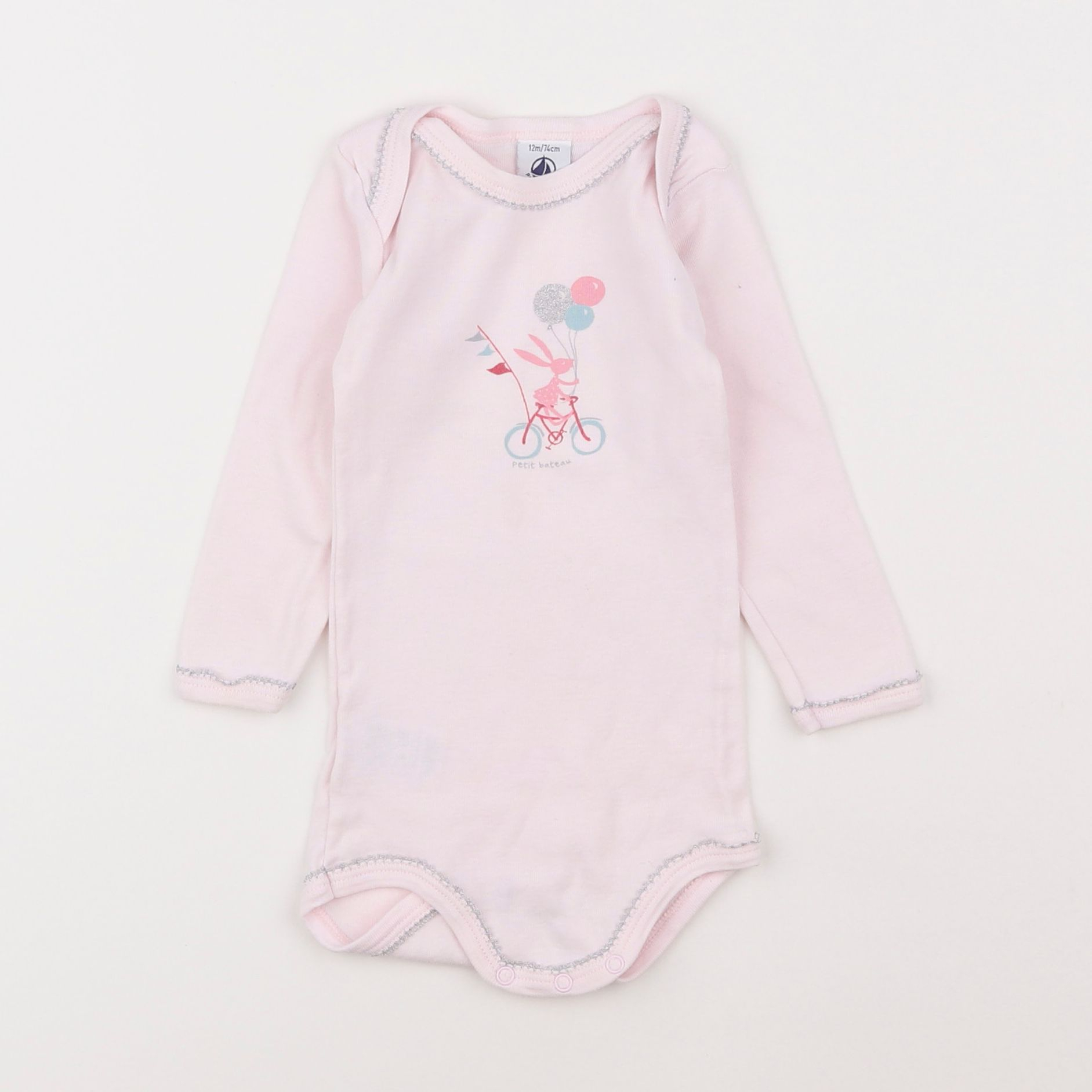 Petit Bateau - body rose - 12 mois