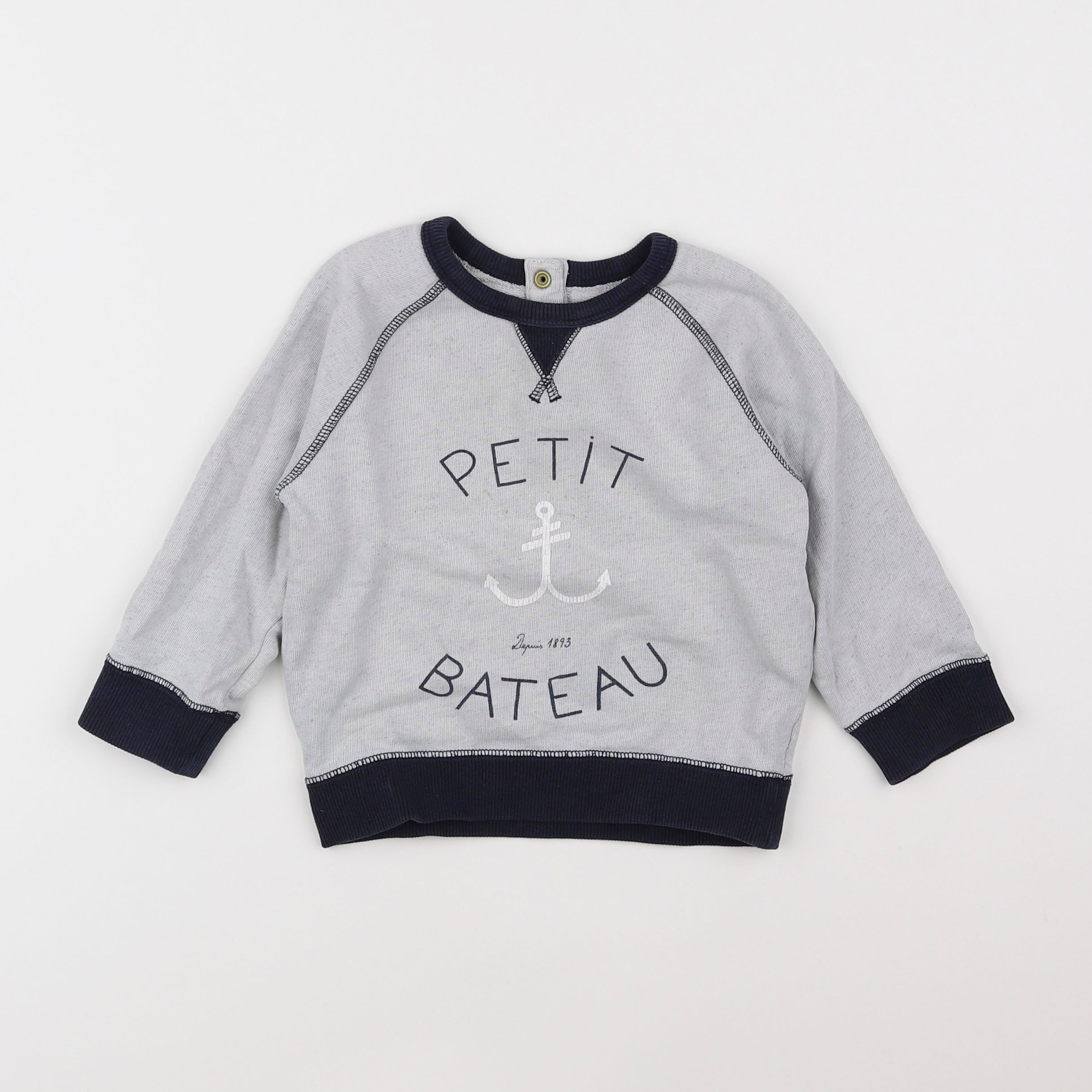 Petit Bateau - sweat bleu - 2 ans