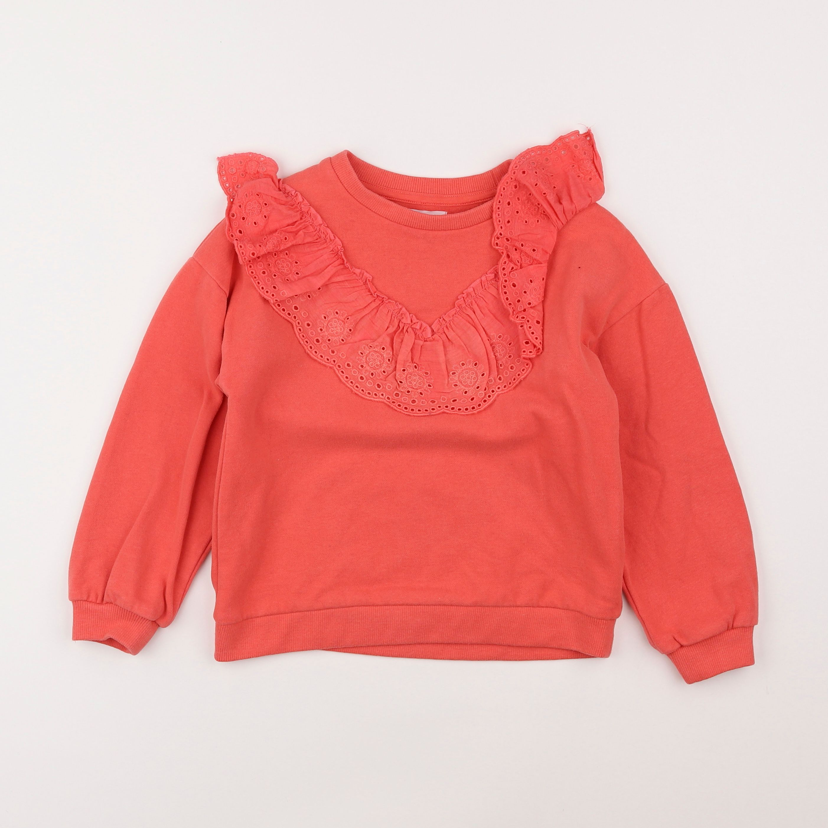 Vertbaudet - sweat rose, orange - 7 ans