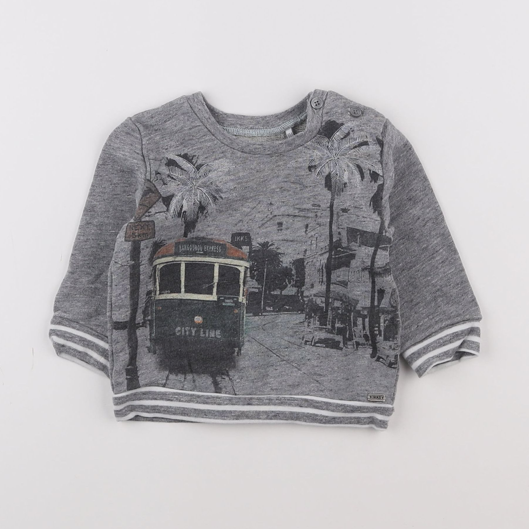 IKKS - sweat gris - 6 mois