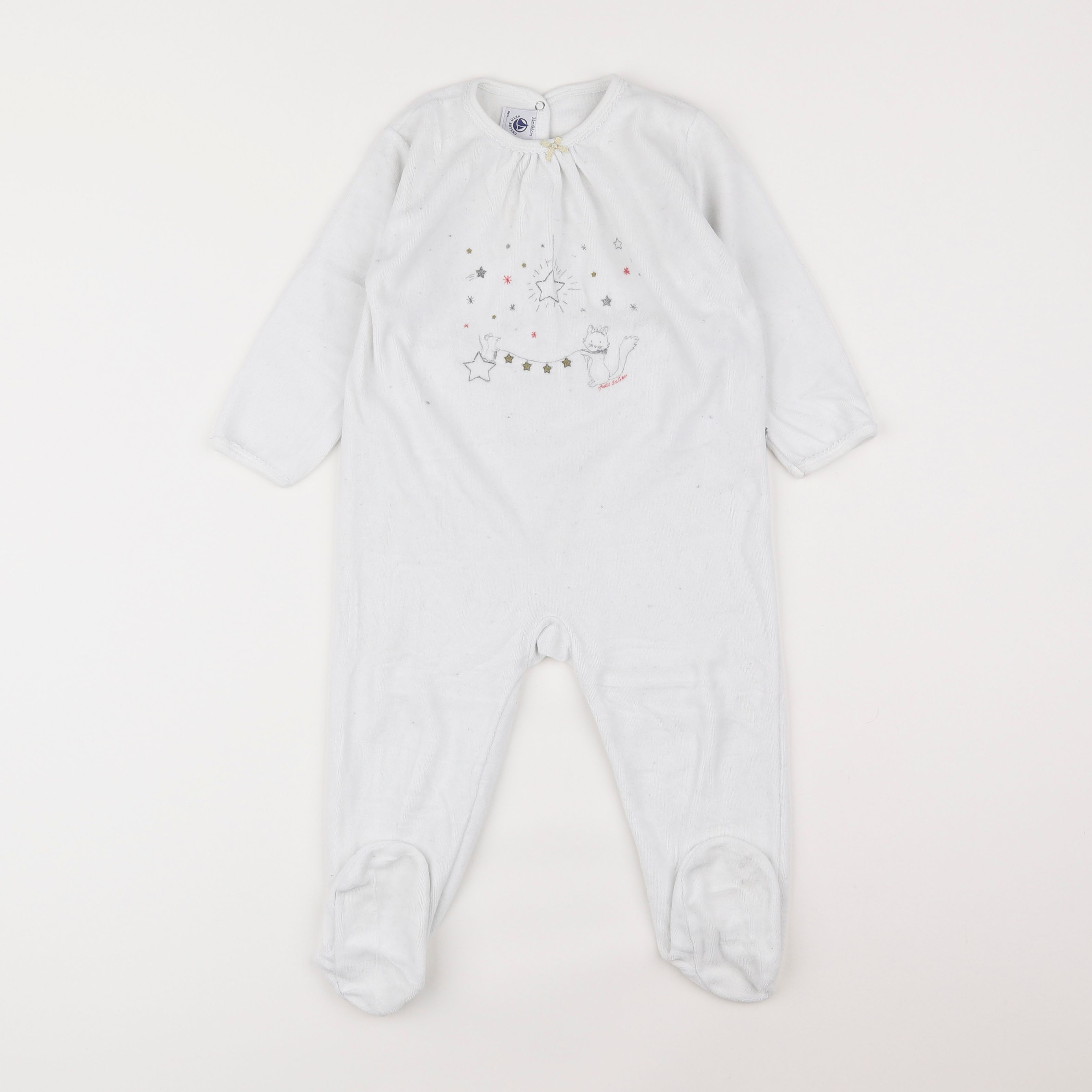 Petit Bateau - pyjama velours blanc - 2 ans