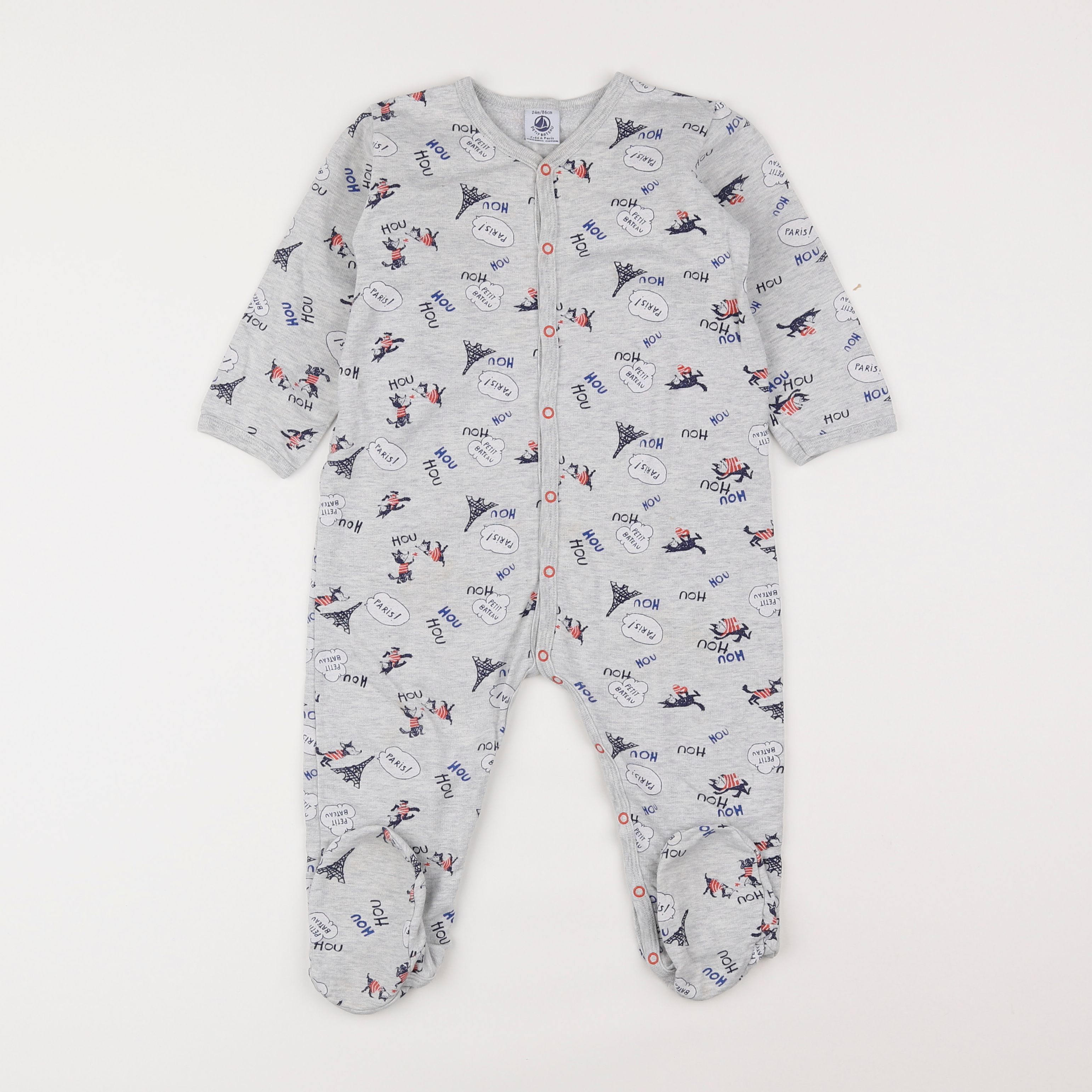 Petit Bateau - pyjama coton gris - 2 ans