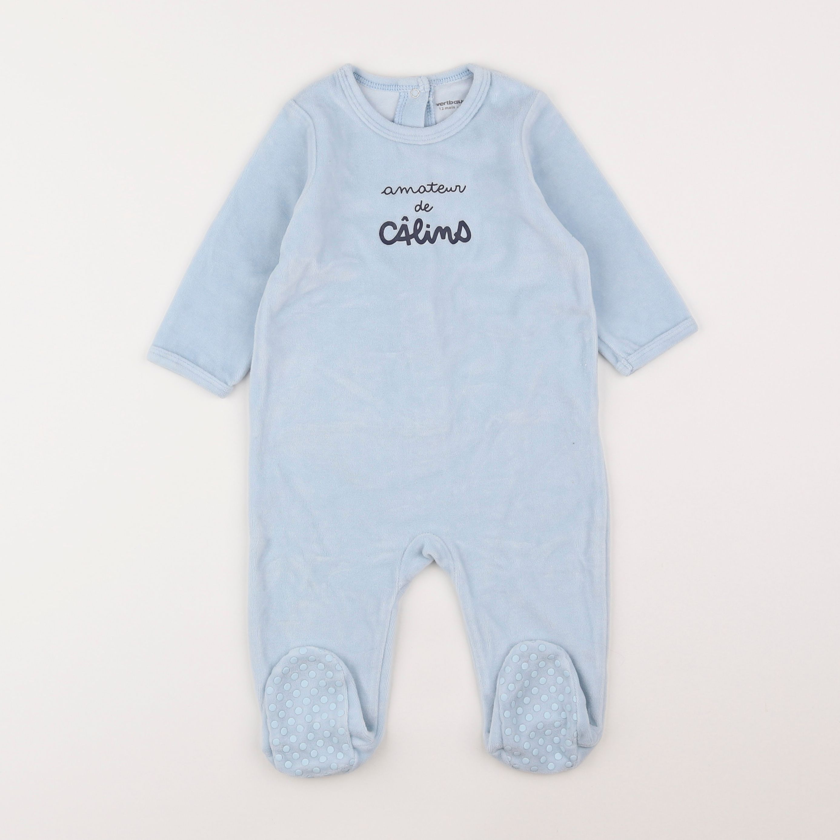 Vertbaudet - pyjama velours bleu - 9 mois