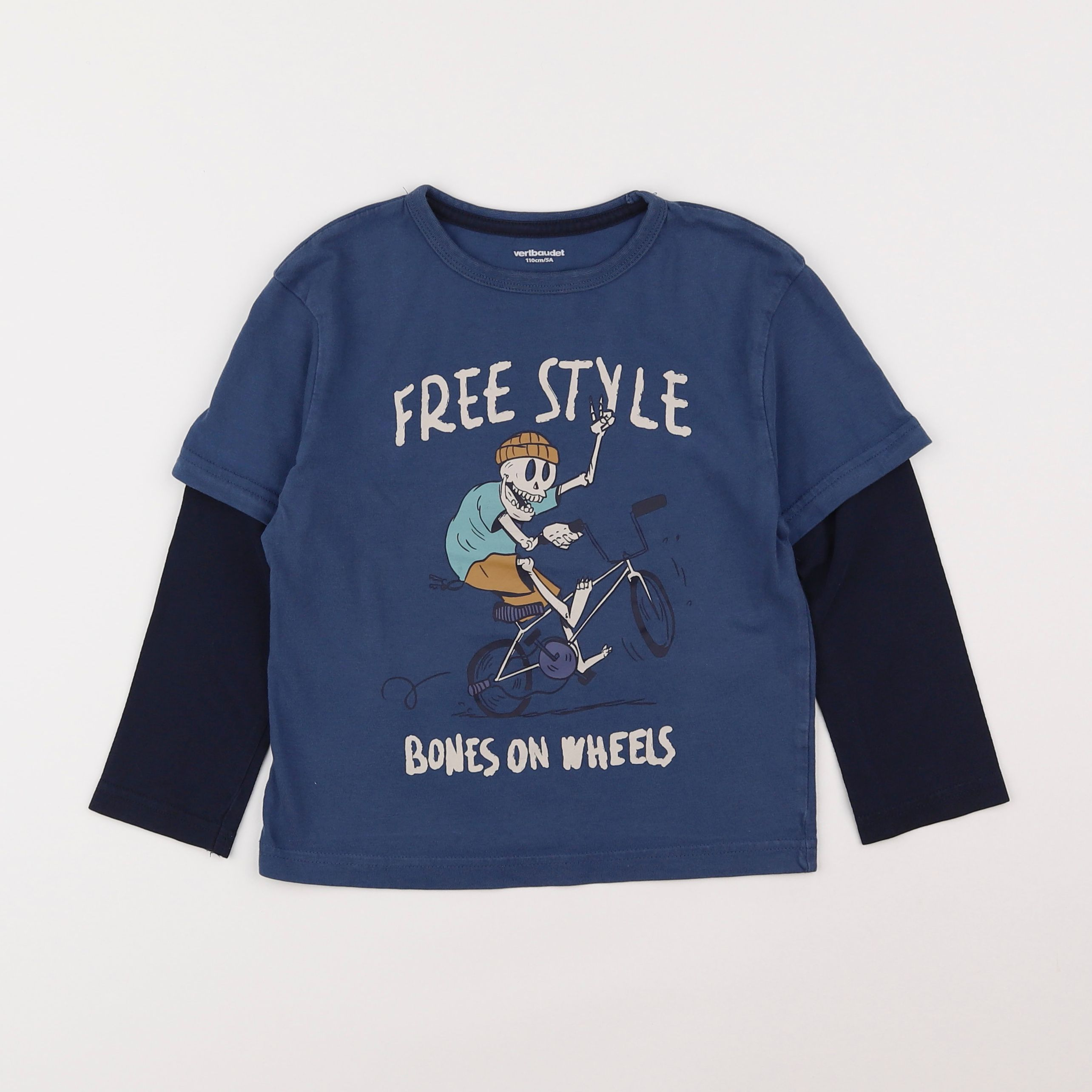 Vertbaudet - tee-shirt bleu - 5 ans